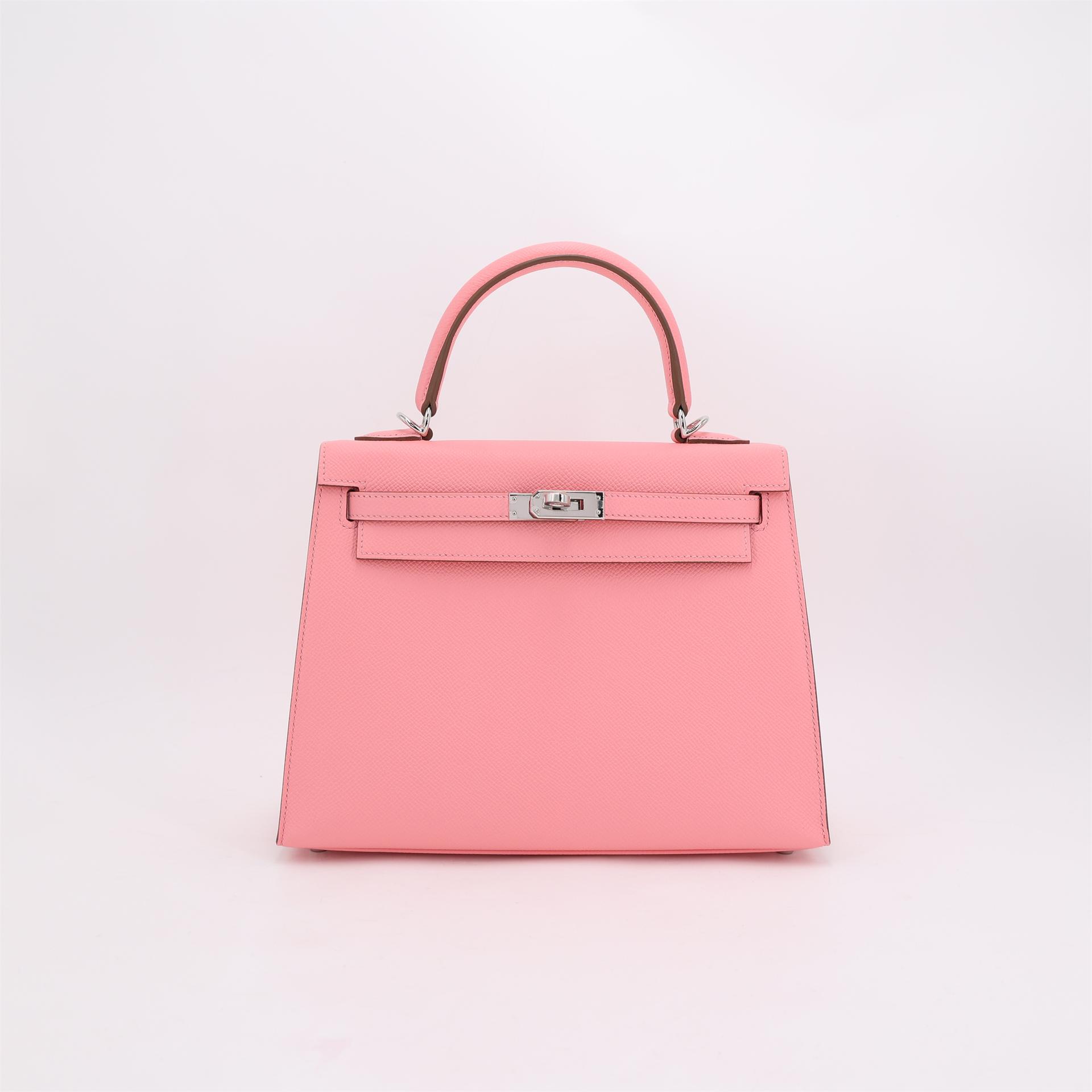 Brand New ( Rank N ) HERMÈS Kelly 25 Sellier Rose Confetti (1Q) Epsom Palladium hardware W (2024) - 5