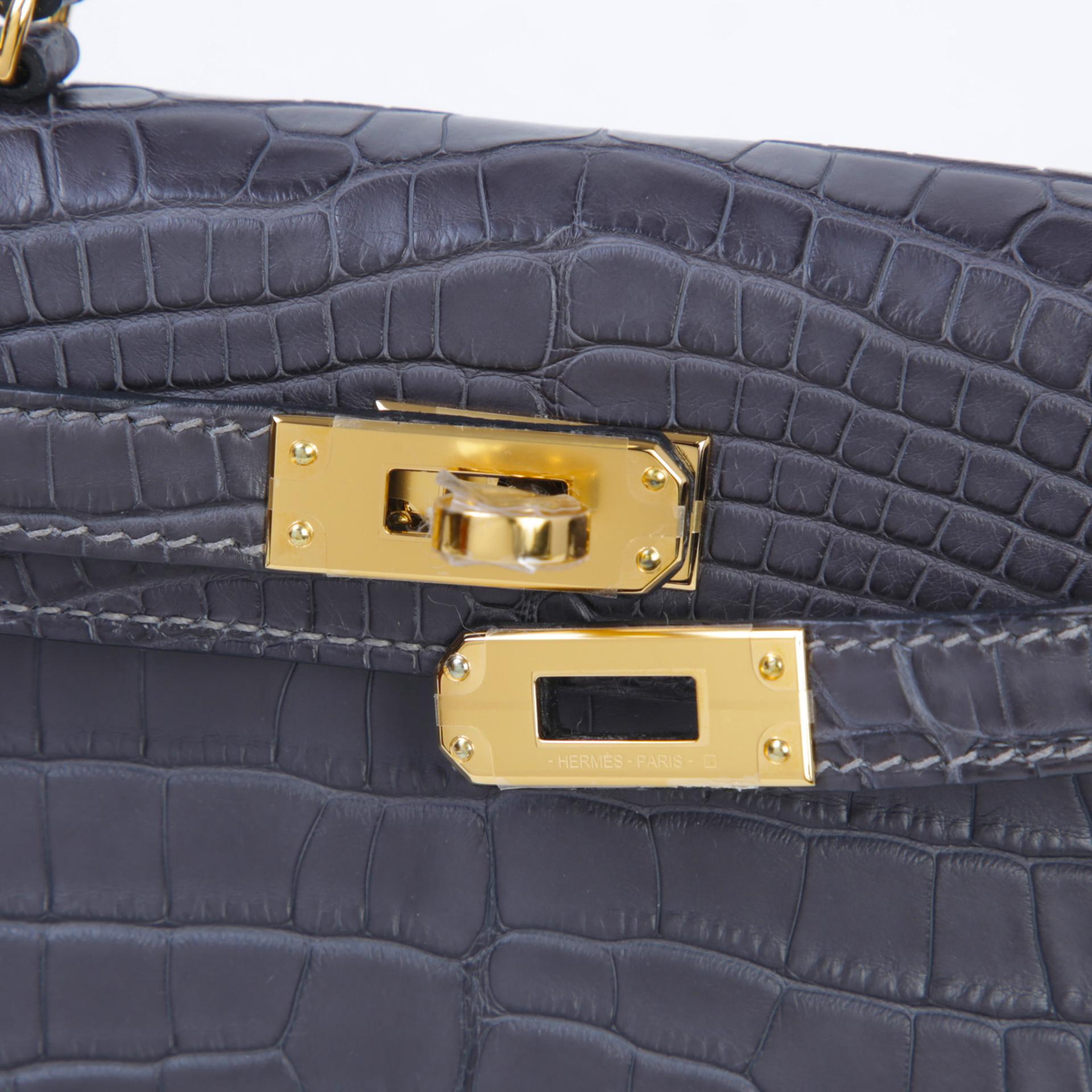 ランク N 新品 HERMÈS エルメス ミニケリー2 グラファイト (88) クロコダイル アリゲーター マット ゴールド金具 K刻印 (2025) - 8