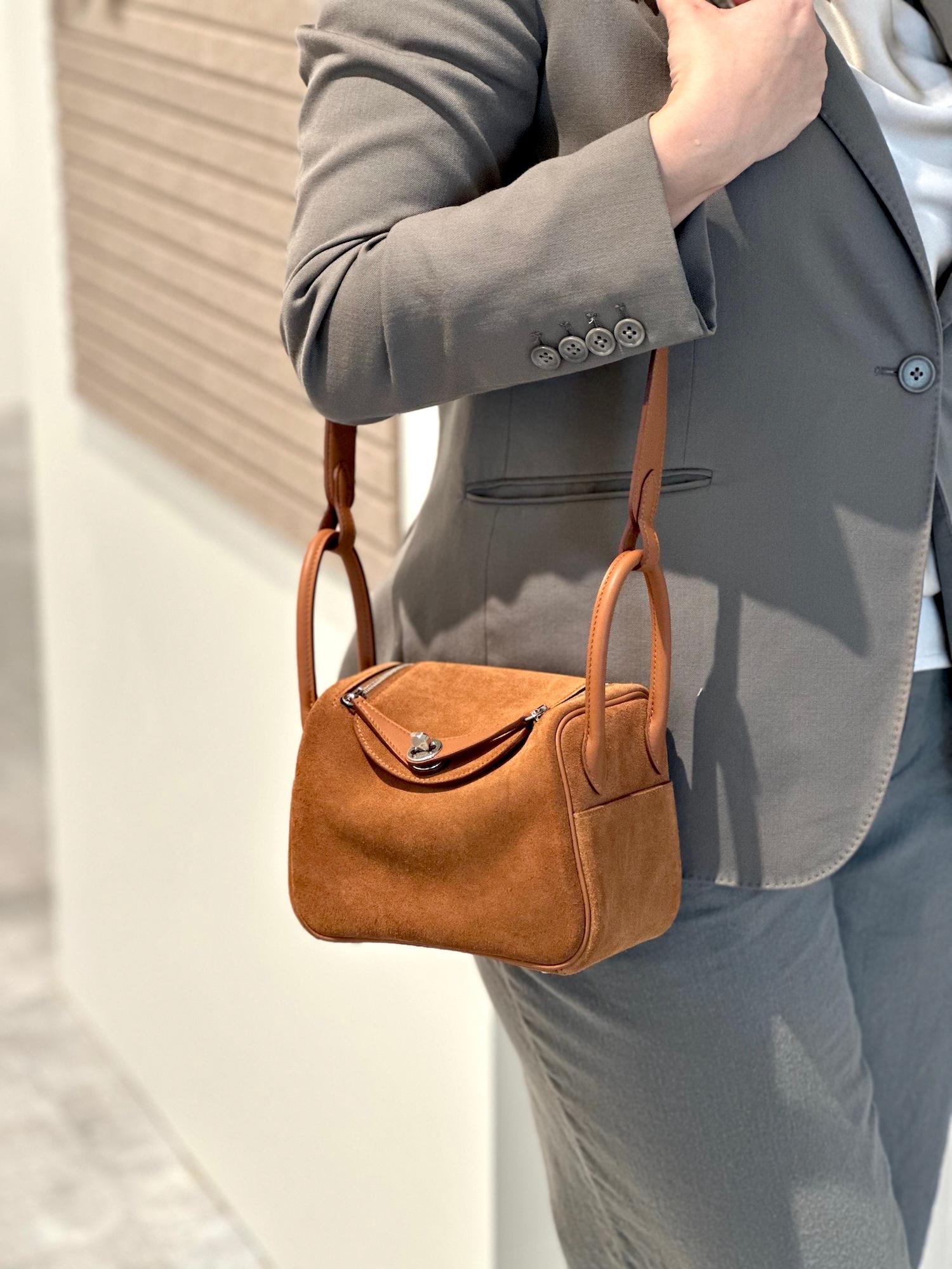 Brand New ( Rank N ) HERMÈS Mini Lindy II Chamois Gold (37) Grizzly Swift Palladium hardware K (2025) - 3