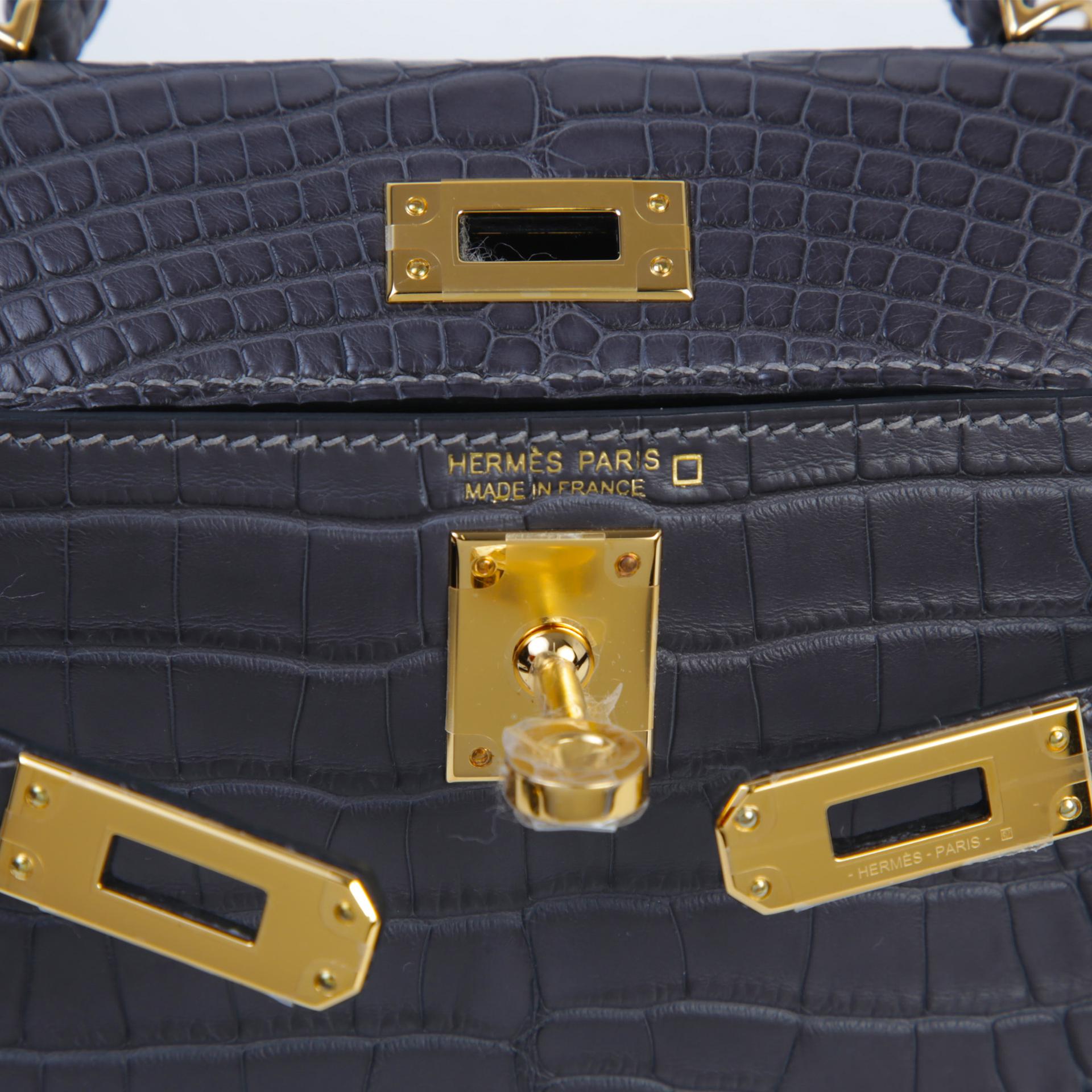 ランク N 新品 HERMÈS エルメス ミニケリー2 グラファイト (88) クロコダイル アリゲーター マット ゴールド金具 K刻印 (2025) - 9