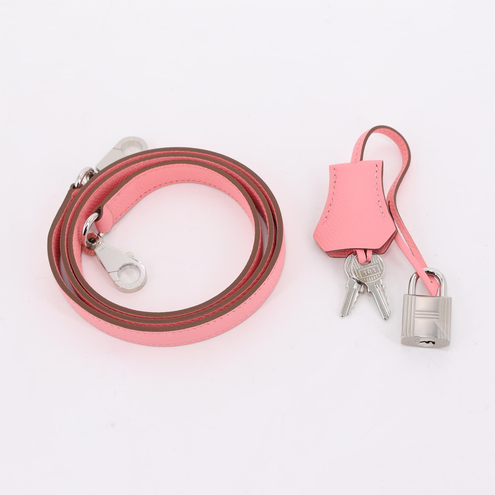Brand New ( Rank N ) HERMÈS Kelly 25 Sellier Rose Confetti (1Q) Epsom Palladium hardware W (2024) - 21
