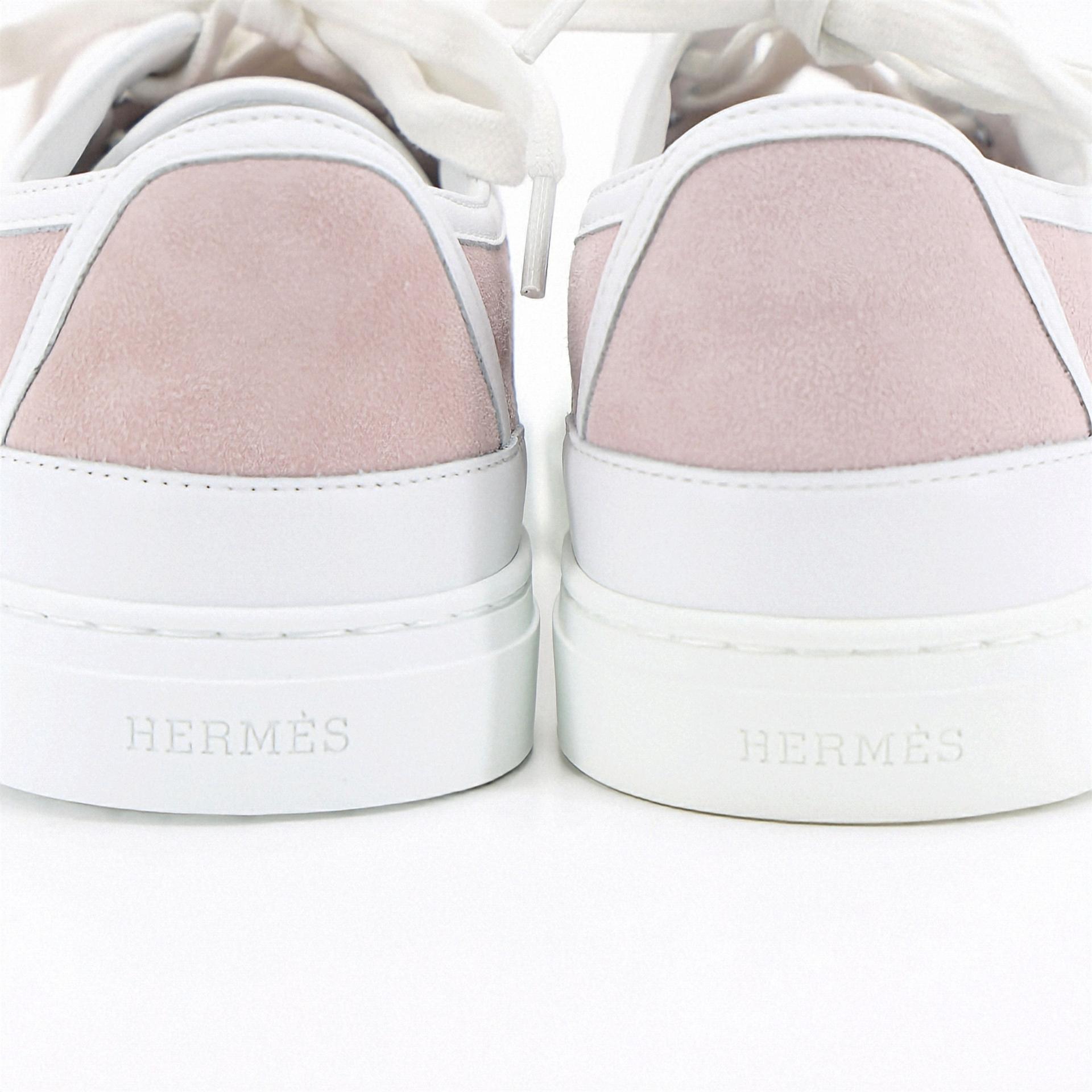 Brand New ( Rank N ) HERMÈS Get sneaker Pink White Chevre - 7