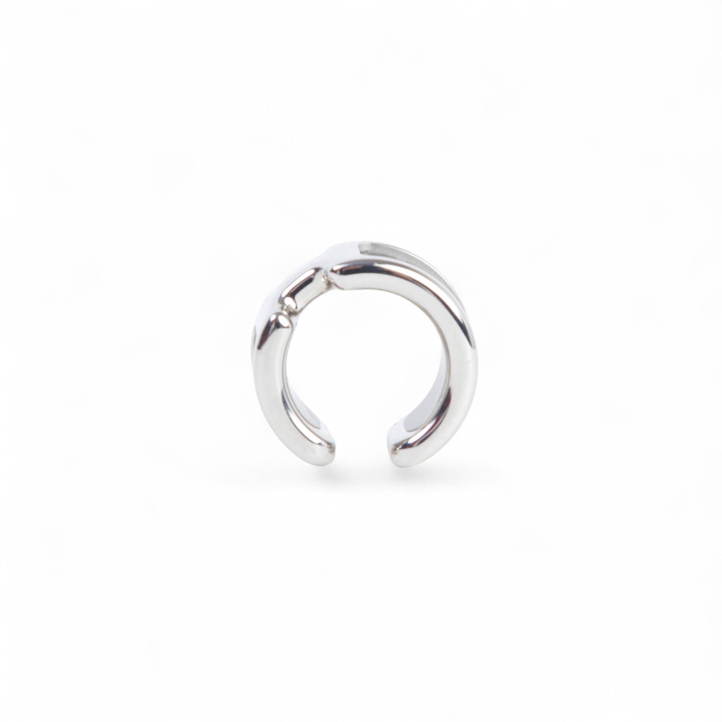 Very Good ( Rank A) HERMÈS Olympe ear cuff small model Noir (89) Leather Palladium hardware - 3