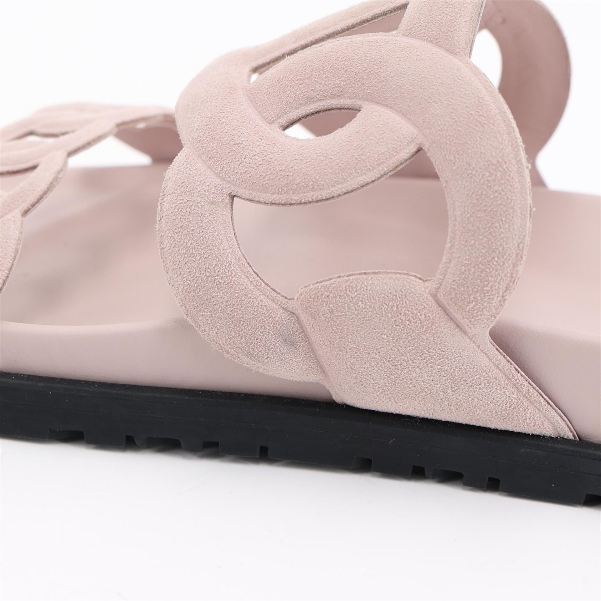 Brand New ( Rank N ) HERMÈS Extra Sandals Pink Chevre - 5