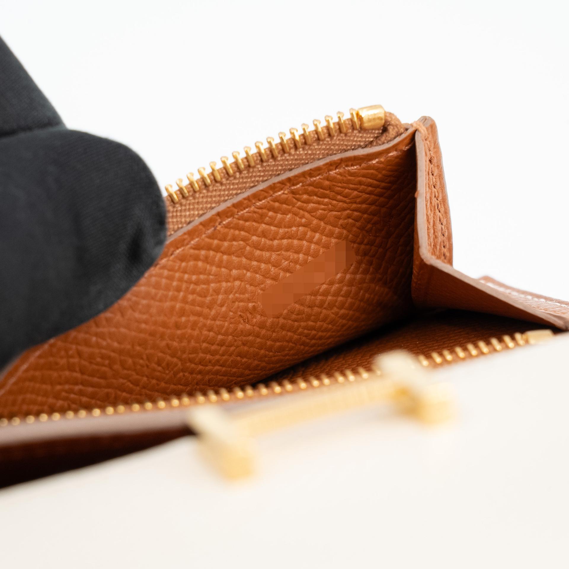 Excellent ( Rank SA ) HERMÈS Bearn Combine Tri-fold Wallet Craie (10) Epsom Gold hardware W (2024) - 15