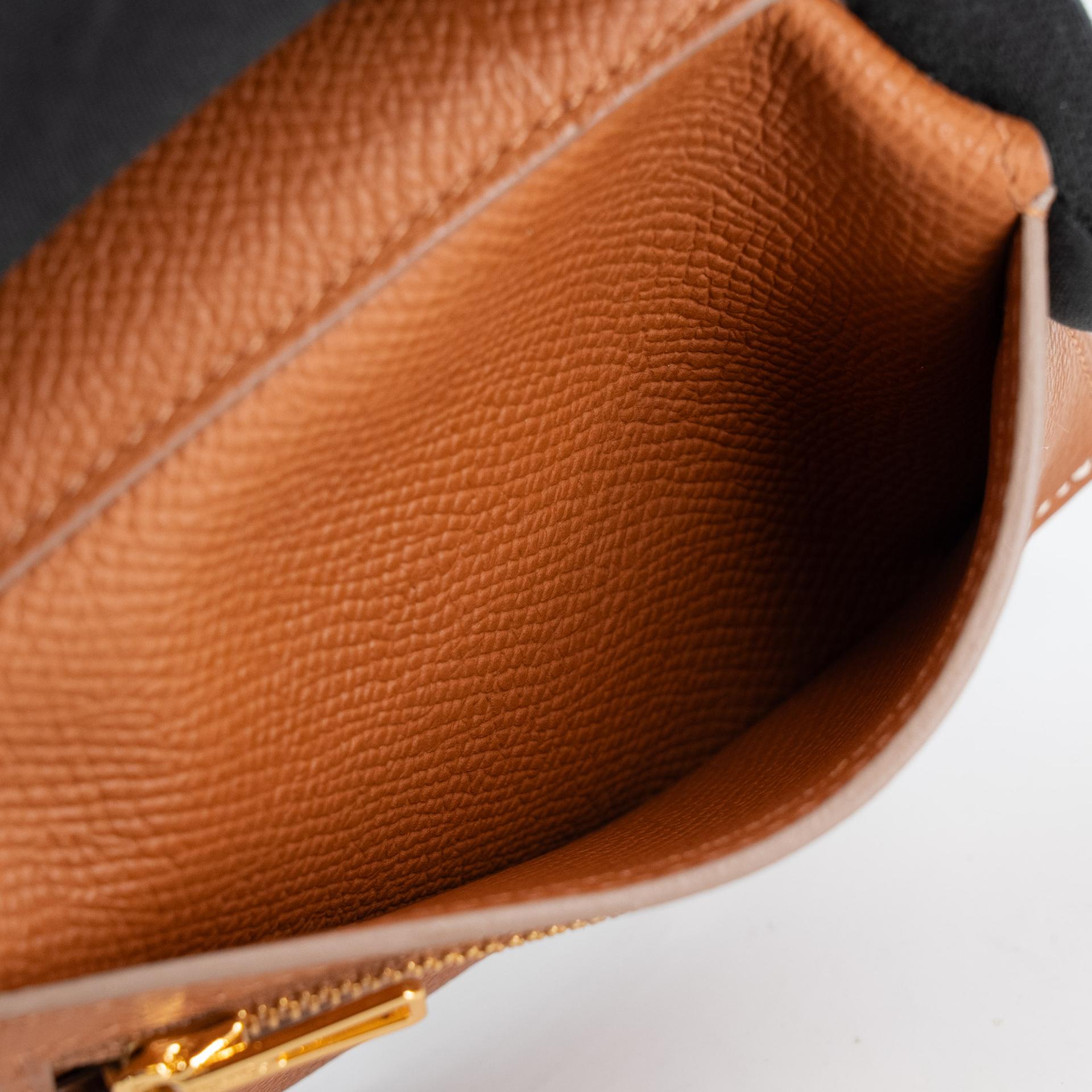 Excellent ( Rank SA ) HERMÈS Bearn Combine Tri-fold Wallet Craie (10) Epsom Gold hardware W (2024) - 13
