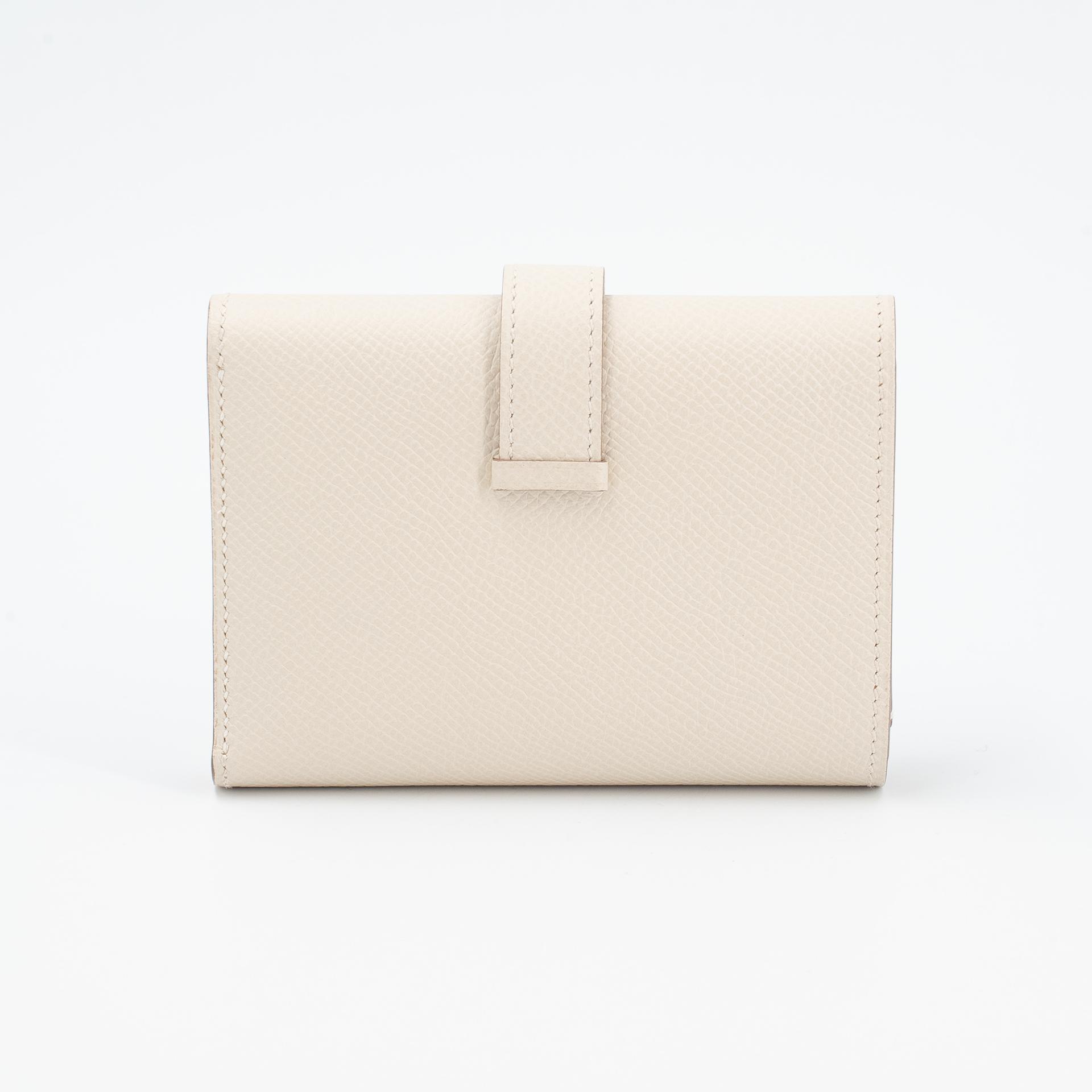 Excellent ( Rank SA ) HERMÈS Bearn Combine Tri-fold Wallet Craie (10) Epsom Gold hardware W (2024) - 2