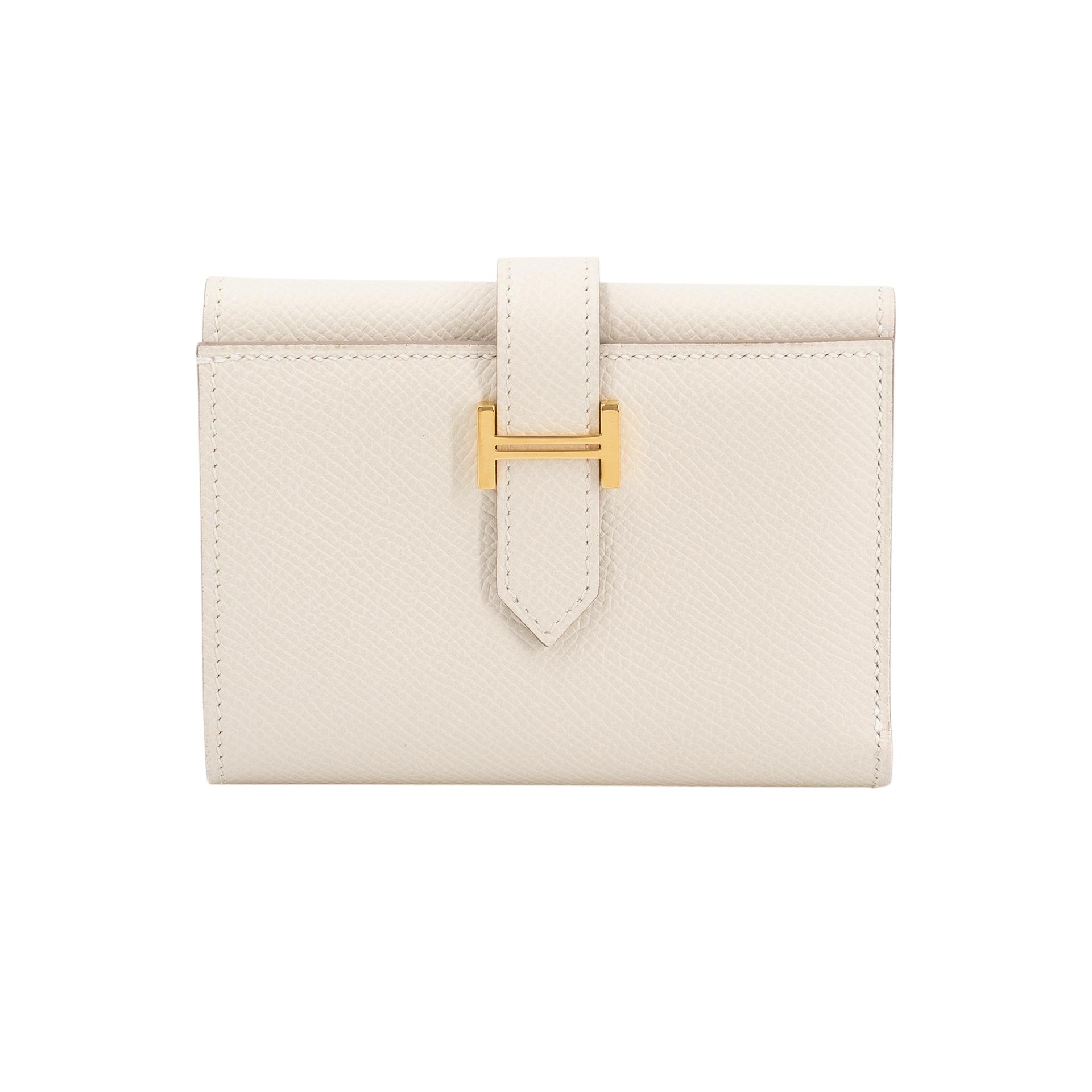 Excellent ( Rank SA ) HERMÈS Bearn Combine Tri-fold Wallet Craie (10) Epsom Gold hardware W (2024) - 1