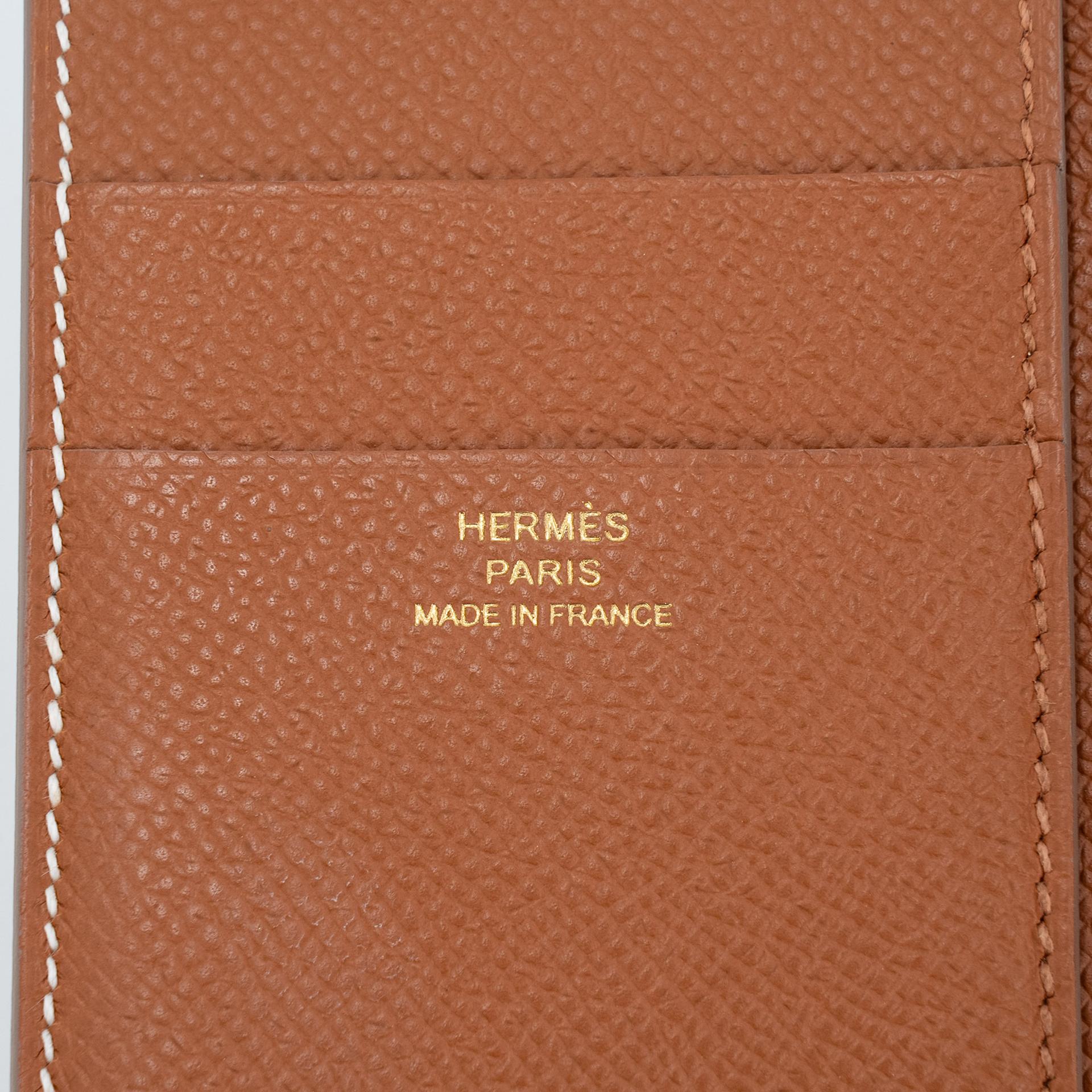 Excellent ( Rank SA ) HERMÈS Bearn Combine Tri-fold Wallet Craie (10) Epsom Gold hardware W (2024) - 10