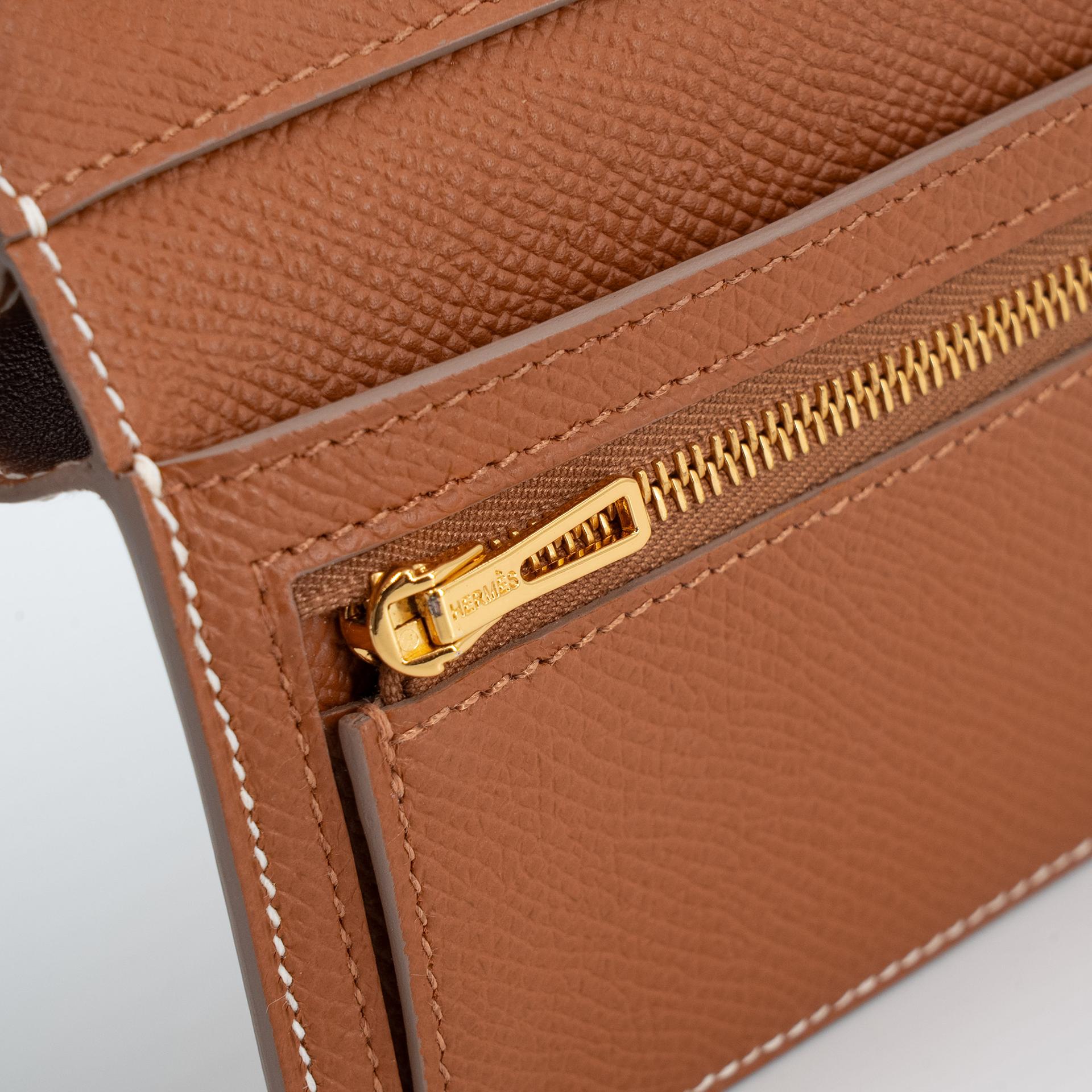 Excellent ( Rank SA ) HERMÈS Bearn Combine Tri-fold Wallet Craie (10) Epsom Gold hardware W (2024) - 11