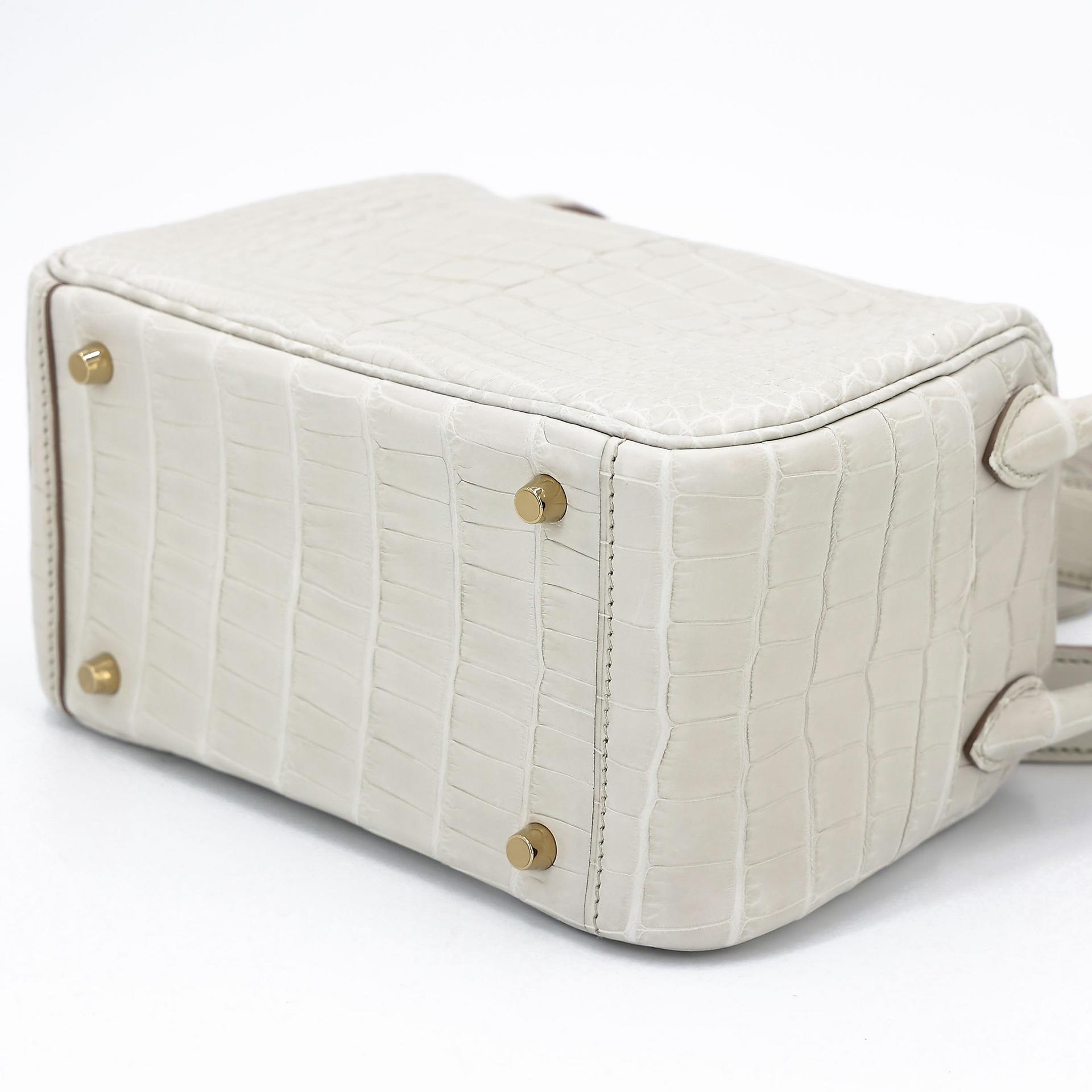 全新 HERMÈS 爱马仕 Mini Lindy 二代 8L 冰川白 Beton □ 短吻鳄 雾面 金扣 K刻 2025年 - 8