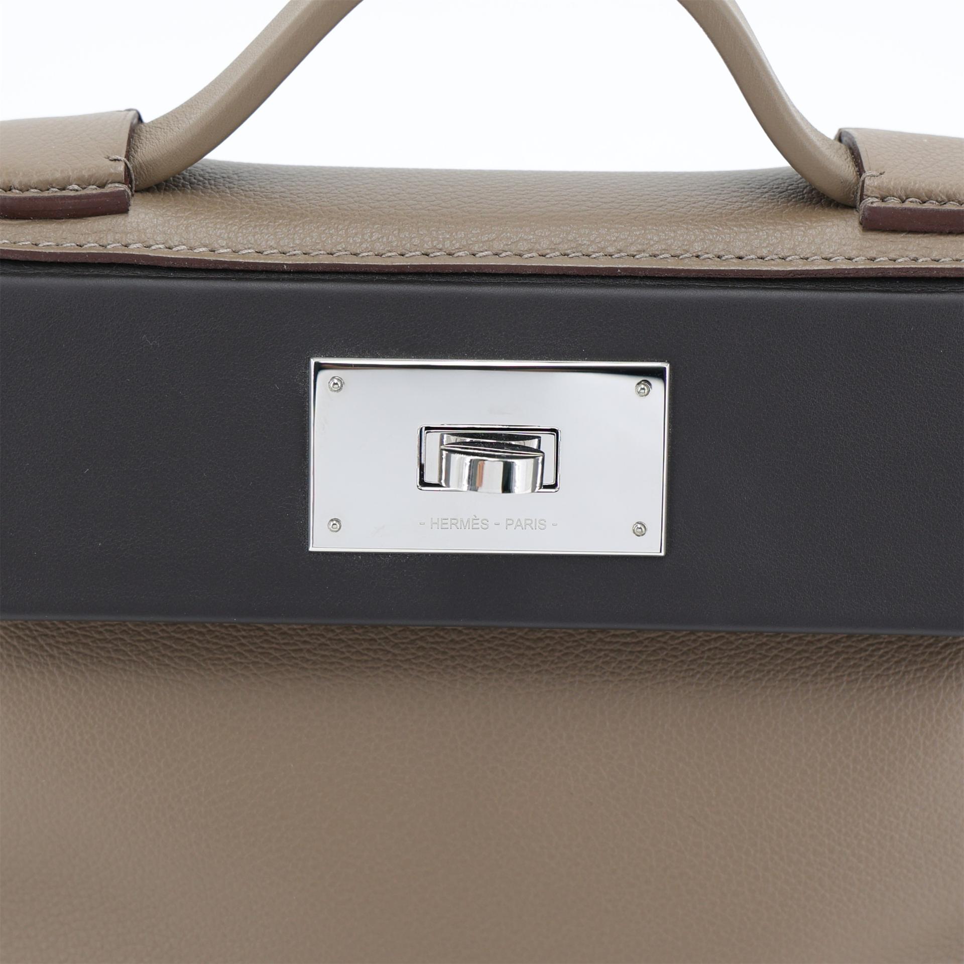 Excellent ( Rank SA ) HERMÈS 24/24 - 21 mini Etoupe (18) Ebene (46) Evercolor Palladium hardware W (2024) - 10