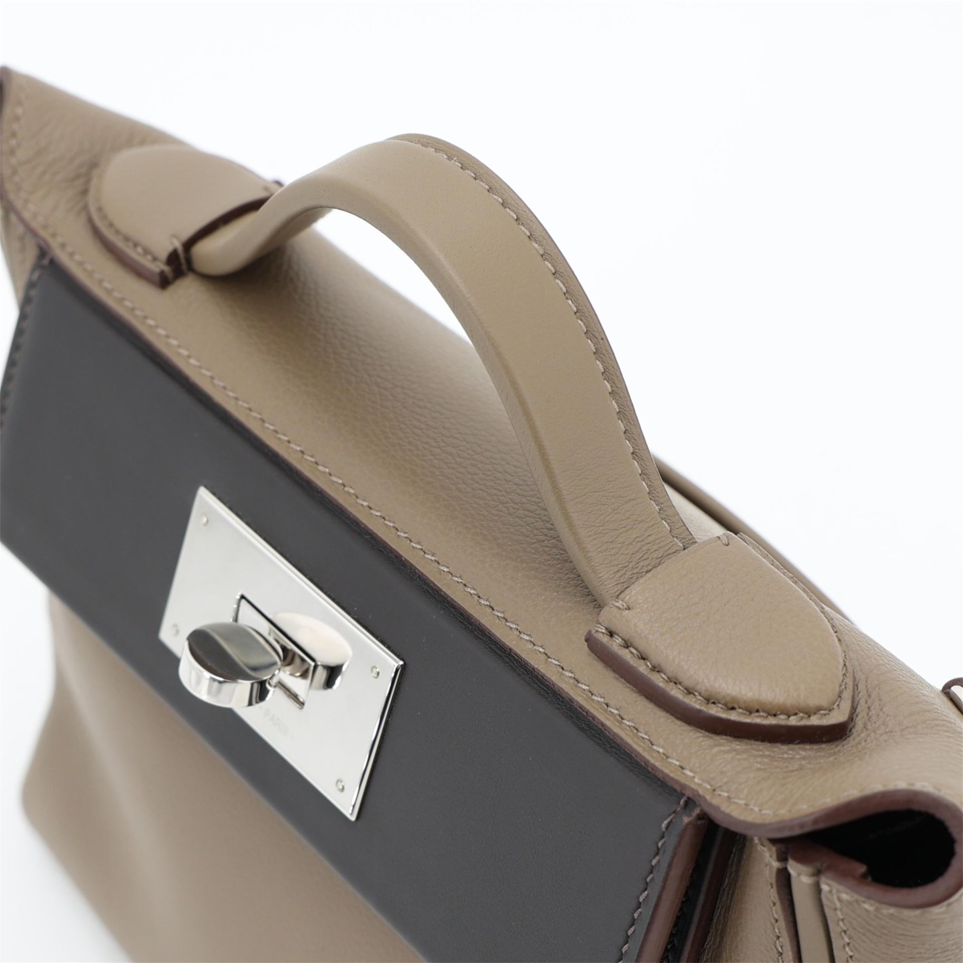 Excellent ( Rank SA ) HERMÈS 24/24 - 21 mini Etoupe (18) Ebene (46) Evercolor Palladium hardware W (2024) - 5