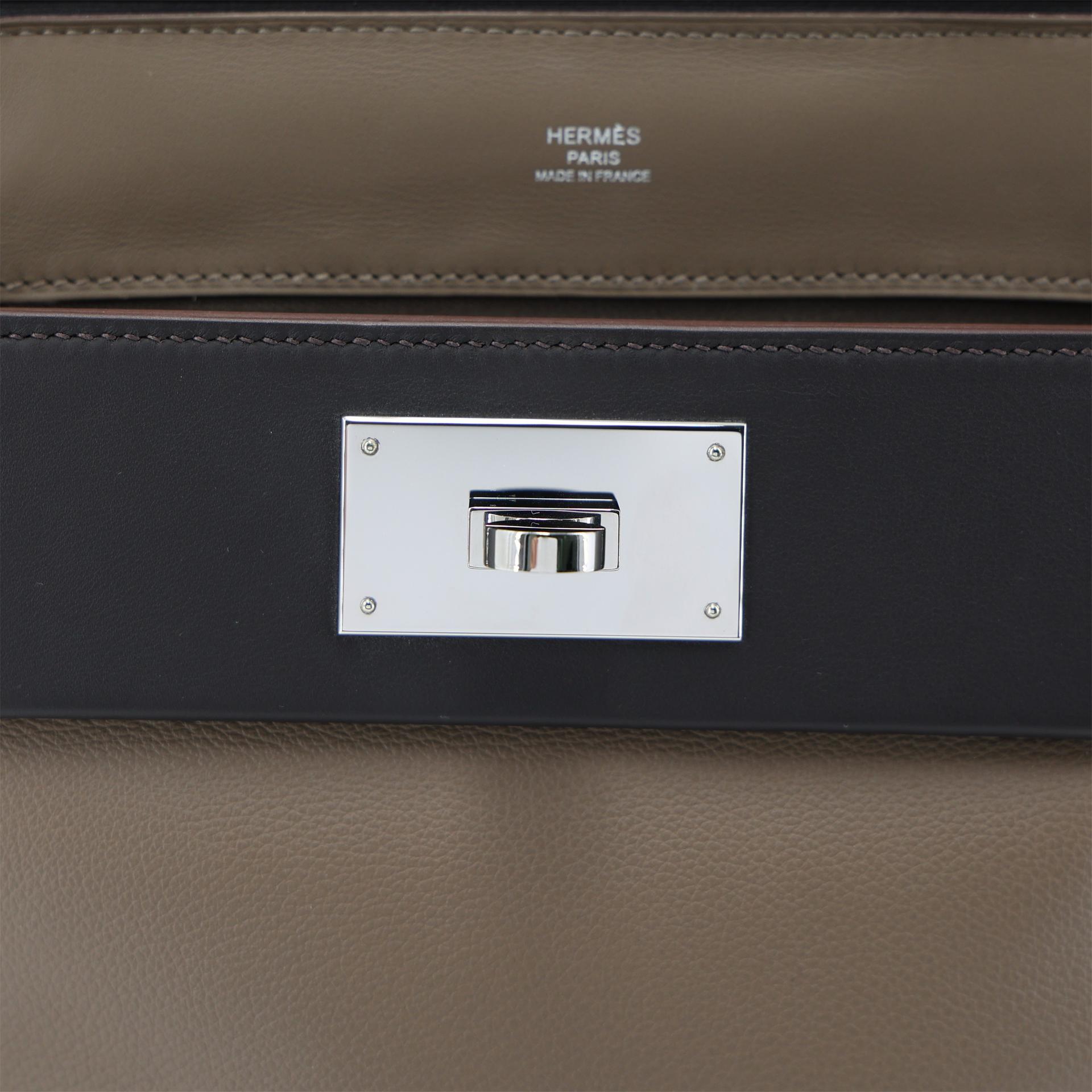 Excellent ( Rank SA ) HERMÈS 24/24 - 21 mini Etoupe (18) Ebene (46) Evercolor Palladium hardware W (2024) - 12
