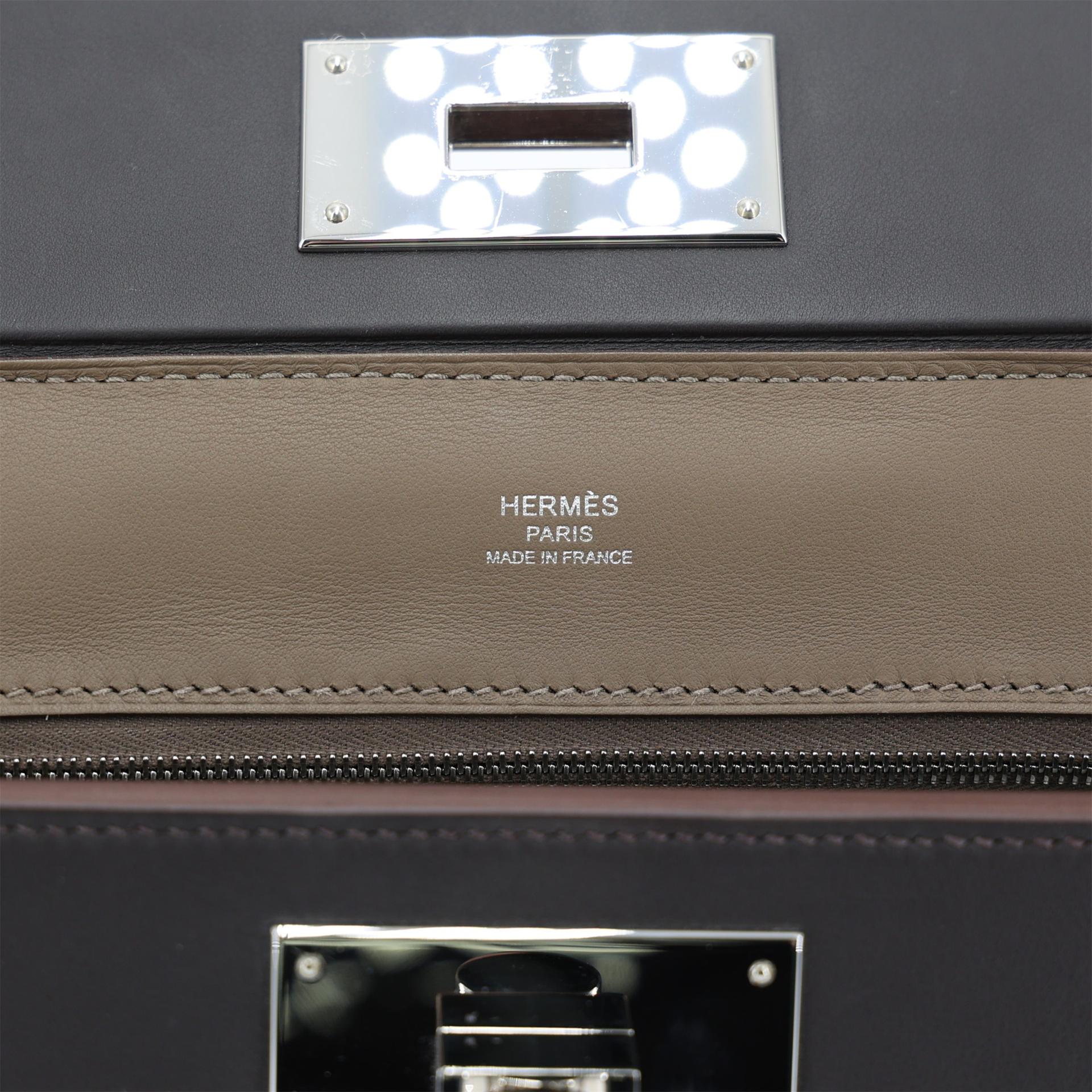 Excellent ( Rank SA ) HERMÈS 24/24 - 21 mini Etoupe (18) Ebene (46) Evercolor Palladium hardware W (2024) - 14