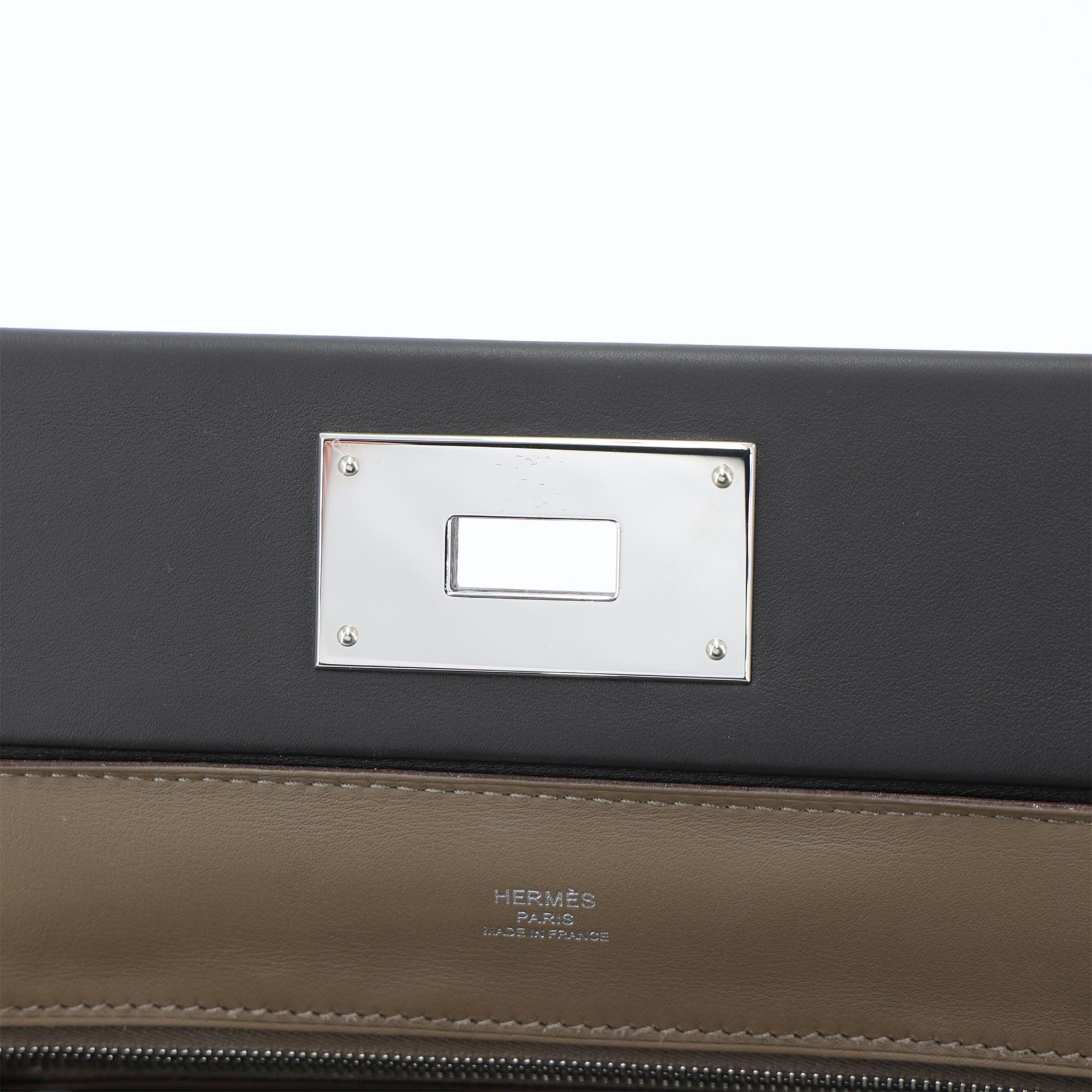Excellent ( Rank SA ) HERMÈS 24/24 - 21 mini Etoupe (18) Ebene (46) Evercolor Palladium hardware W (2024) - 13