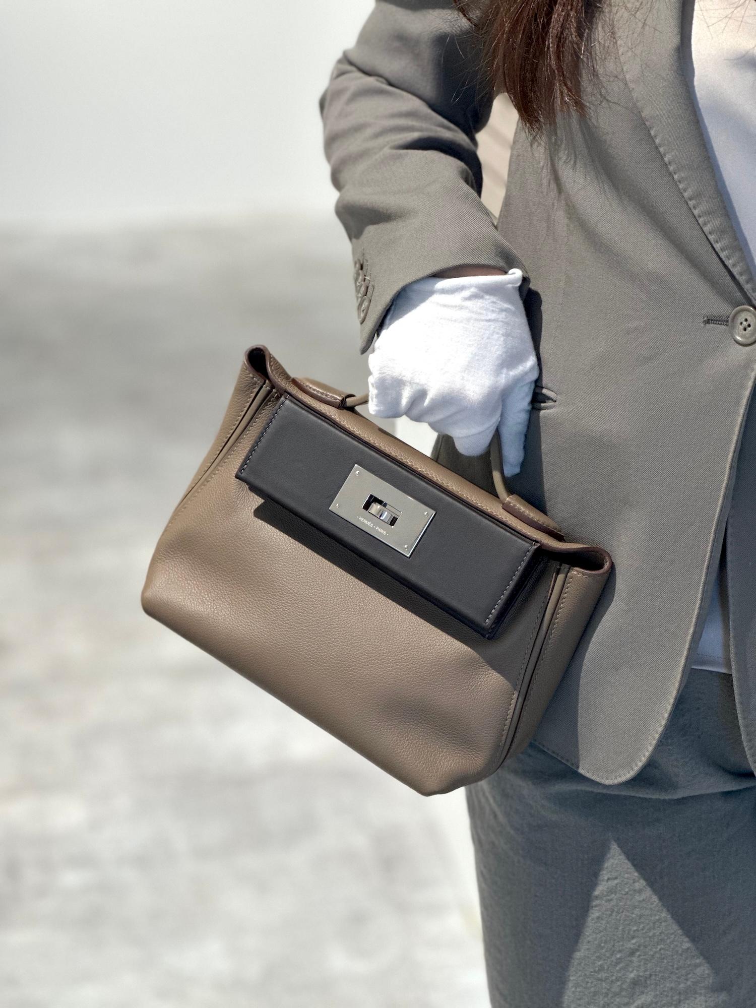 Excellent ( Rank SA ) HERMÈS 24/24 - 21 mini Etoupe (18) Ebene (46) Evercolor Palladium hardware W (2024) - 3