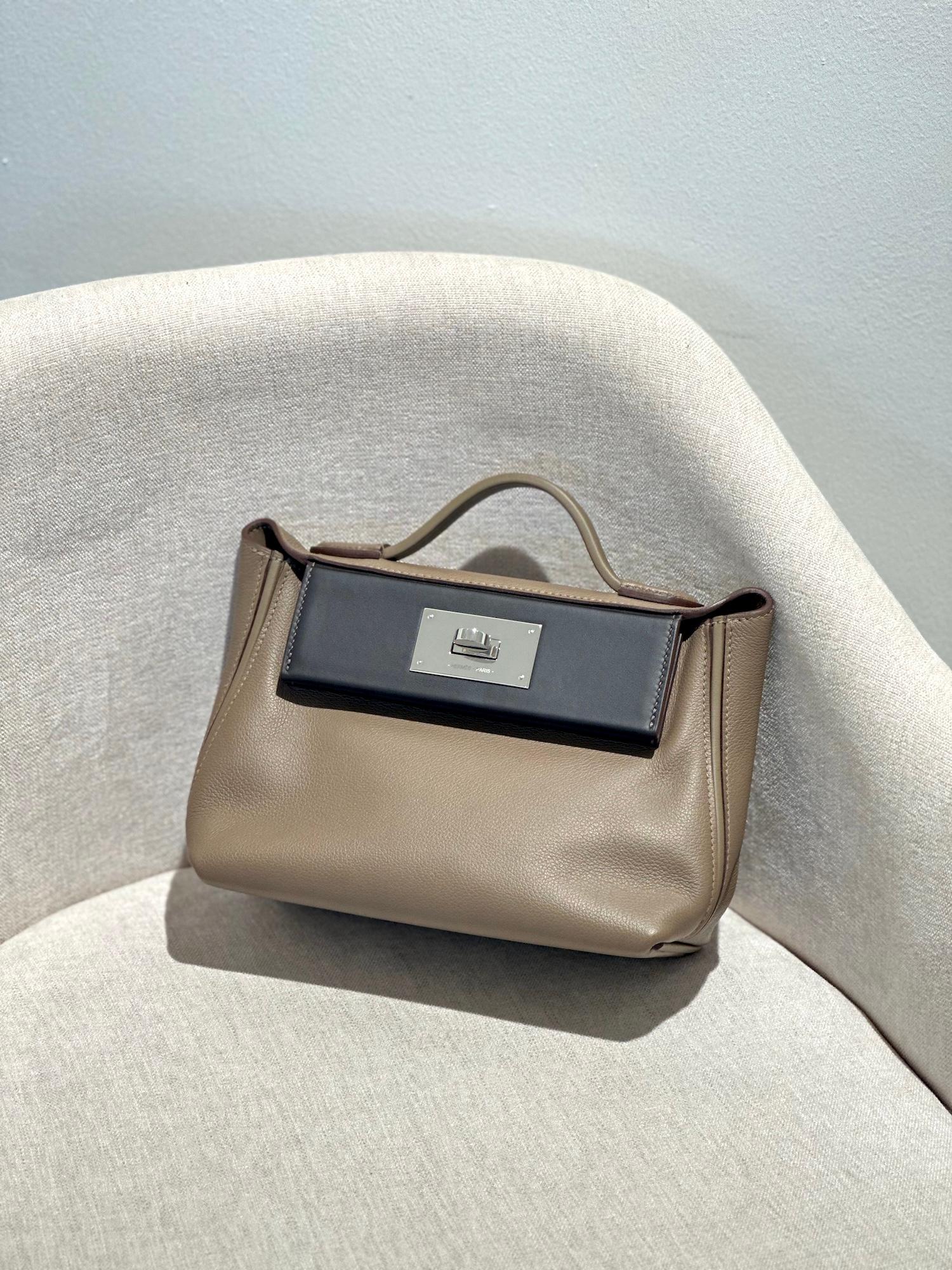 Excellent ( Rank SA ) HERMÈS 24/24 - 21 mini Etoupe (18) Ebene (46) Evercolor Palladium hardware W (2024) - 4