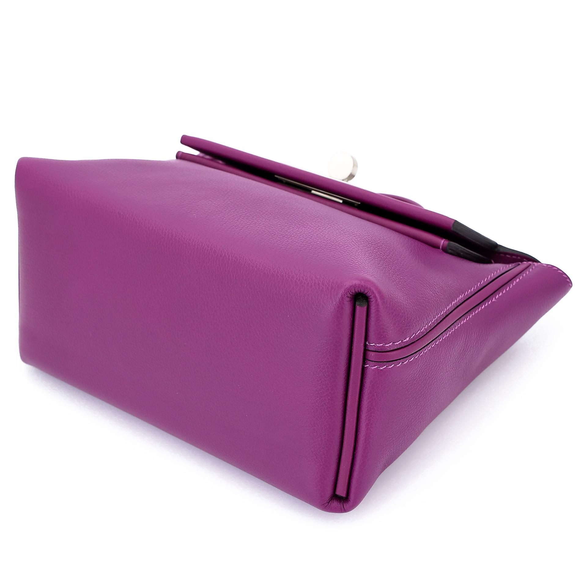 Unused ( Rank NS ) HERMÈS 24/24 - 21 mini Anemone (P9) Evercolor Swift Palladium hardware Y (2020) - 6