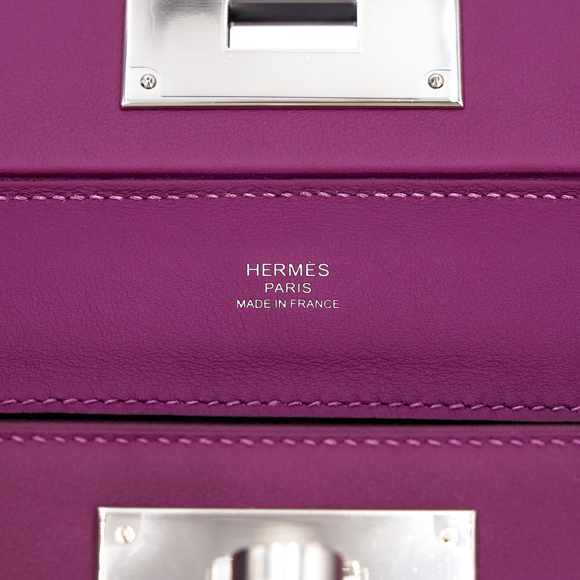 Unused ( Rank NS ) HERMÈS 24/24 - 21 mini Anemone (P9) Evercolor Swift Palladium hardware Y (2020) - 13