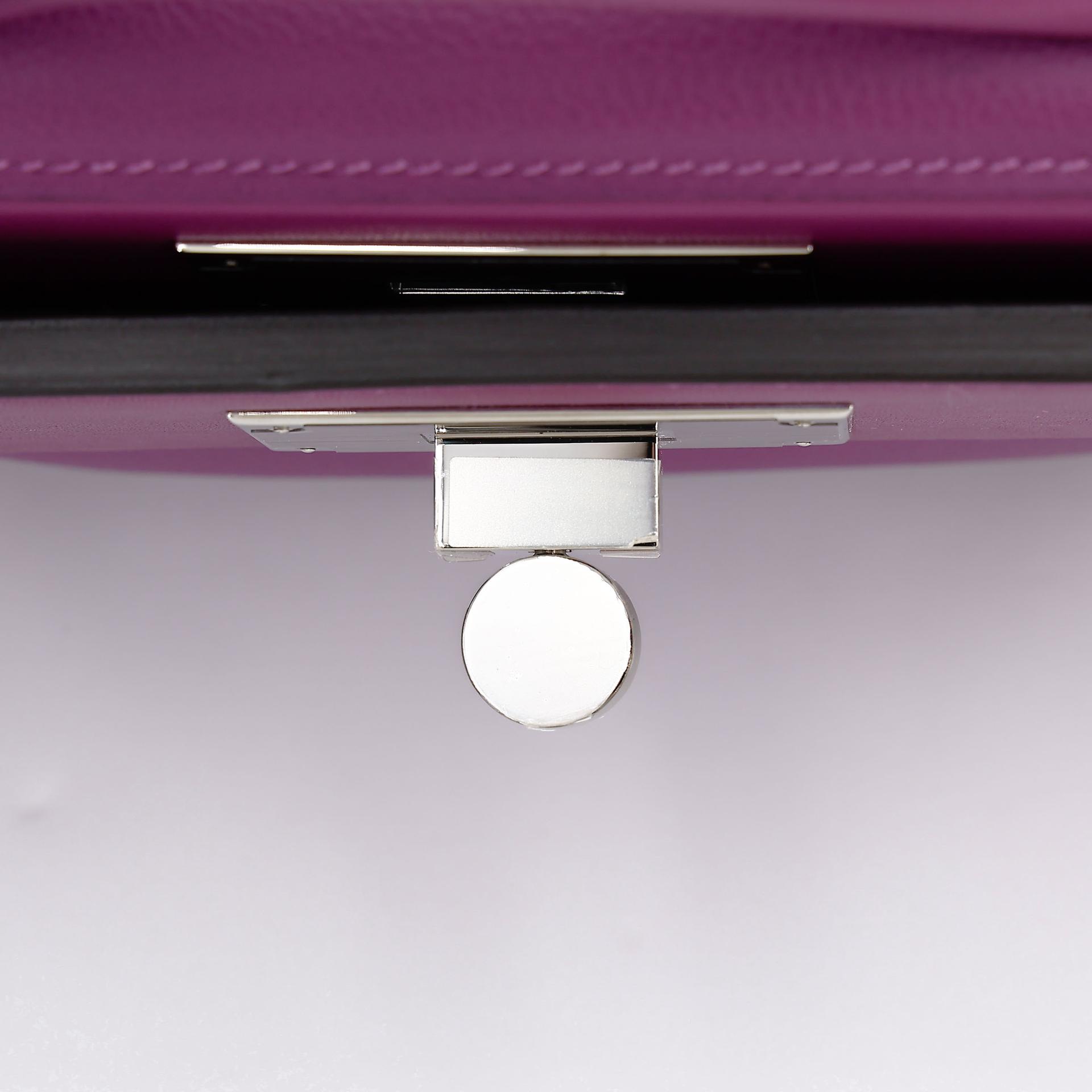 Unused ( Rank NS ) HERMÈS 24/24 - 21 mini Anemone (P9) Evercolor Swift Palladium hardware Y (2020) - 16