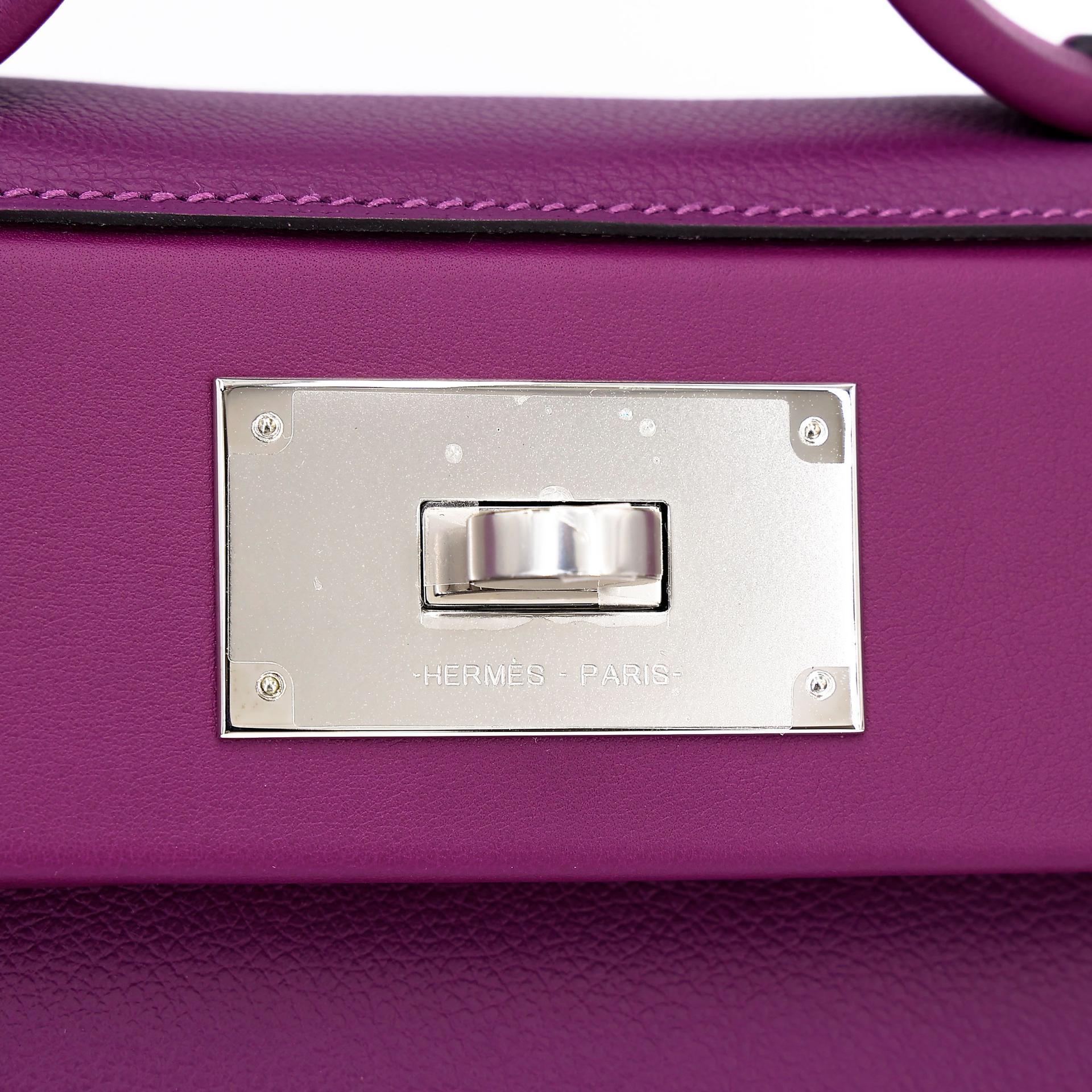 Unused ( Rank NS ) HERMÈS 24/24 - 21 mini Anemone (P9) Evercolor Swift Palladium hardware Y (2020) - 11