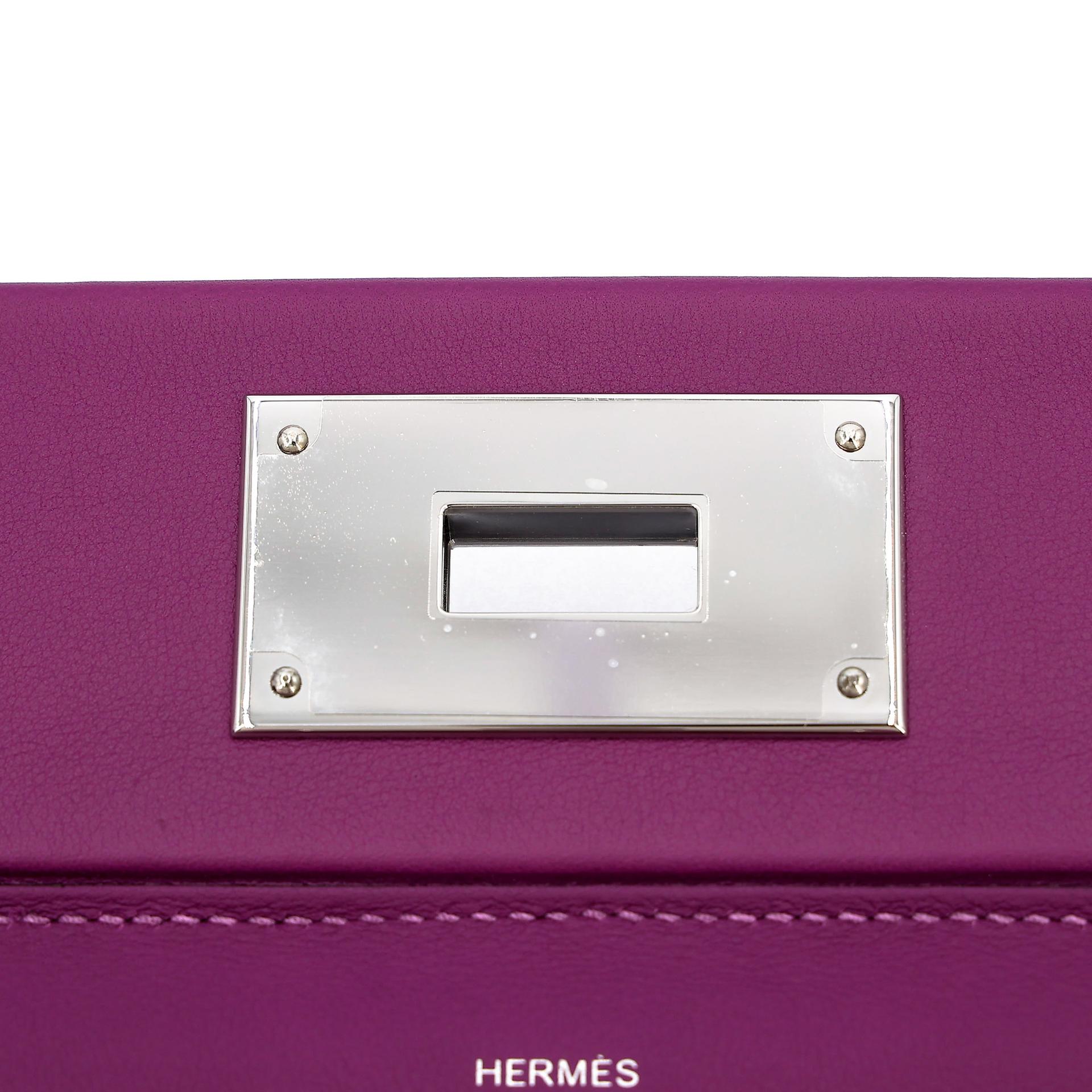 Unused ( Rank NS ) HERMÈS 24/24 - 21 mini Anemone (P9) Evercolor Swift Palladium hardware Y (2020) - 12
