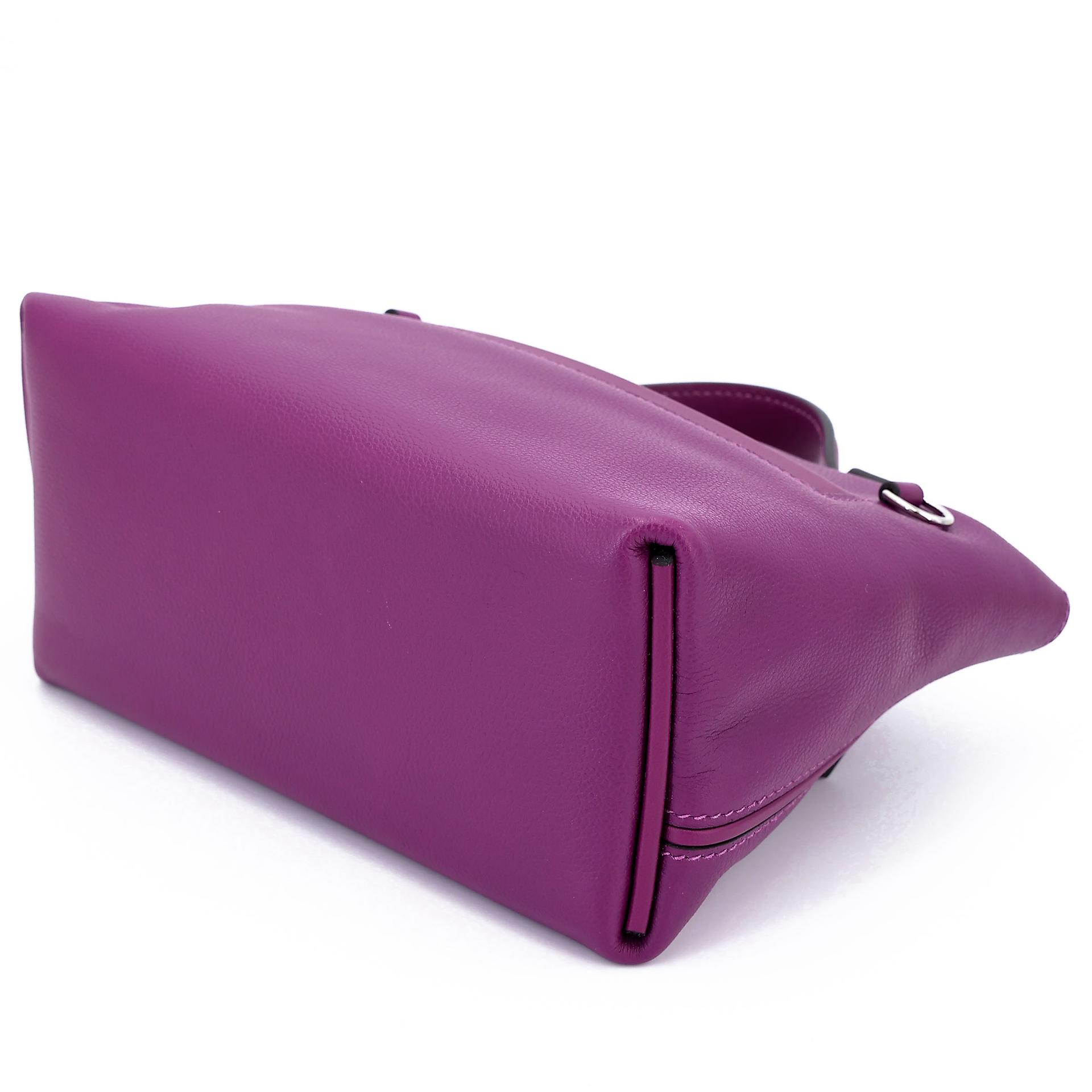 Unused ( Rank NS ) HERMÈS 24/24 - 21 mini Anemone (P9) Evercolor Swift Palladium hardware Y (2020) - 8