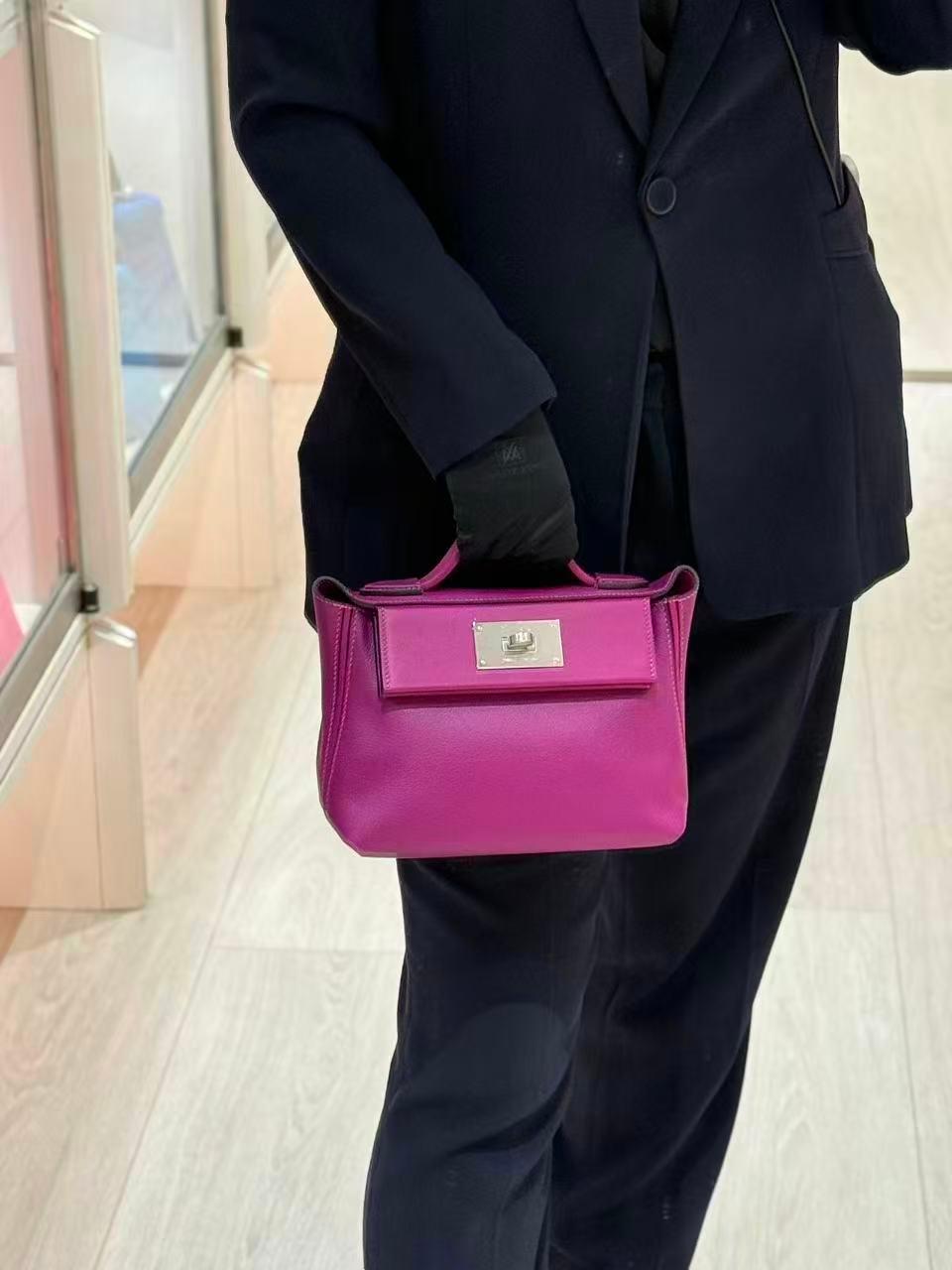 Unused ( Rank NS ) HERMÈS 24/24 - 21 mini Anemone (P9) Evercolor Swift Palladium hardware Y (2020) - 3