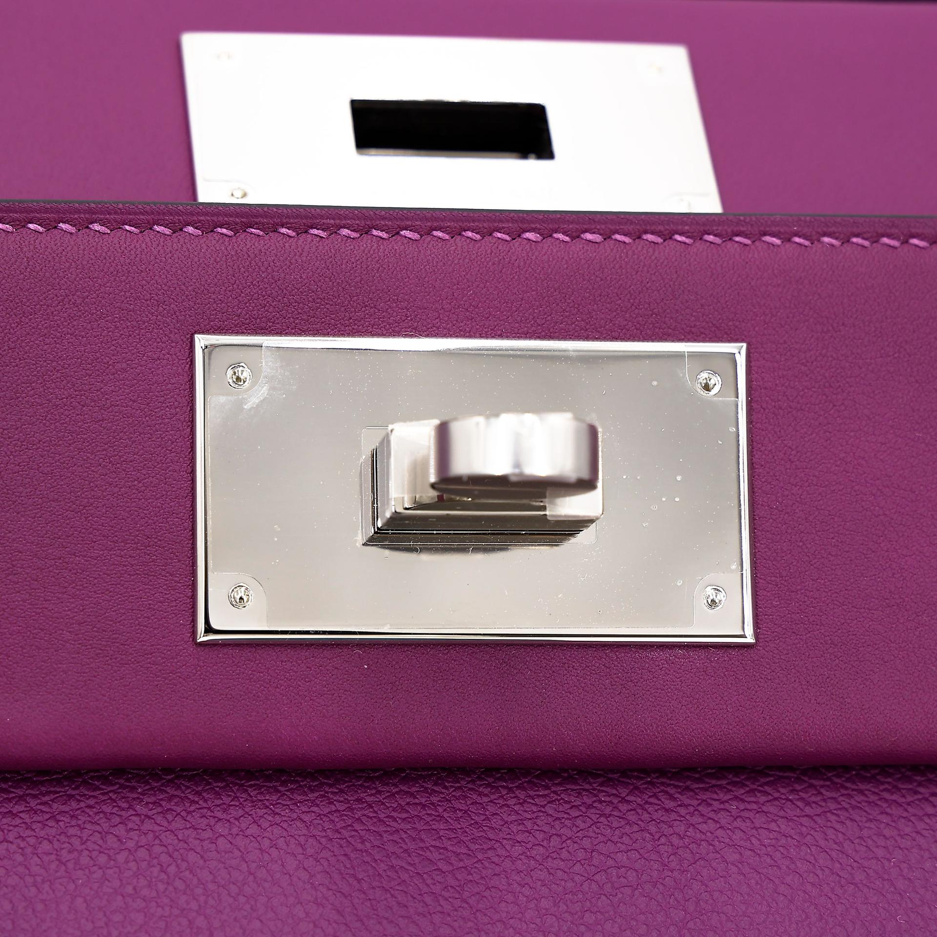 Unused ( Rank NS ) HERMÈS 24/24 - 21 mini Anemone (P9) Evercolor Swift Palladium hardware Y (2020) - 15