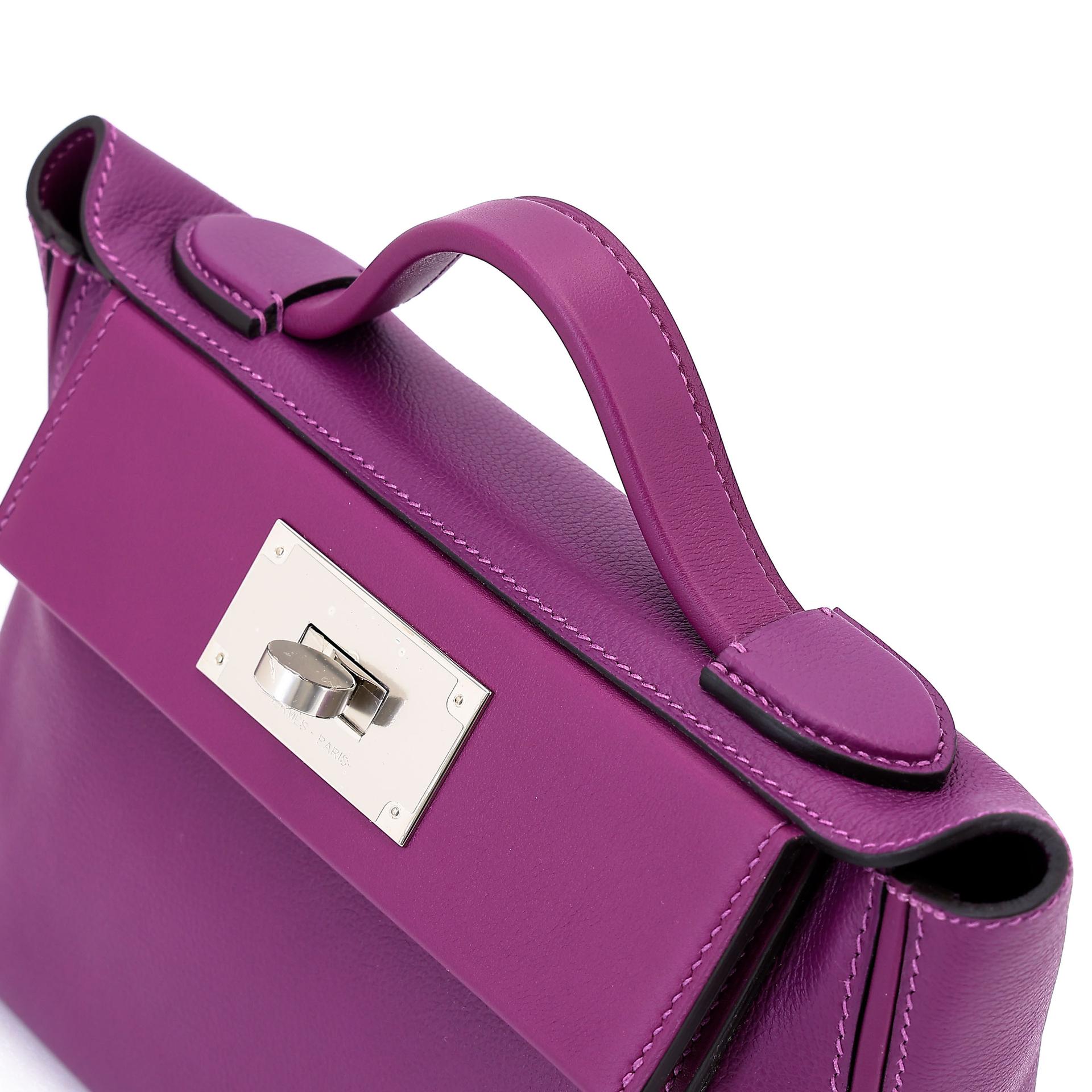 Unused ( Rank NS ) HERMÈS 24/24 - 21 mini Anemone (P9) Evercolor Swift Palladium hardware Y (2020) - 5