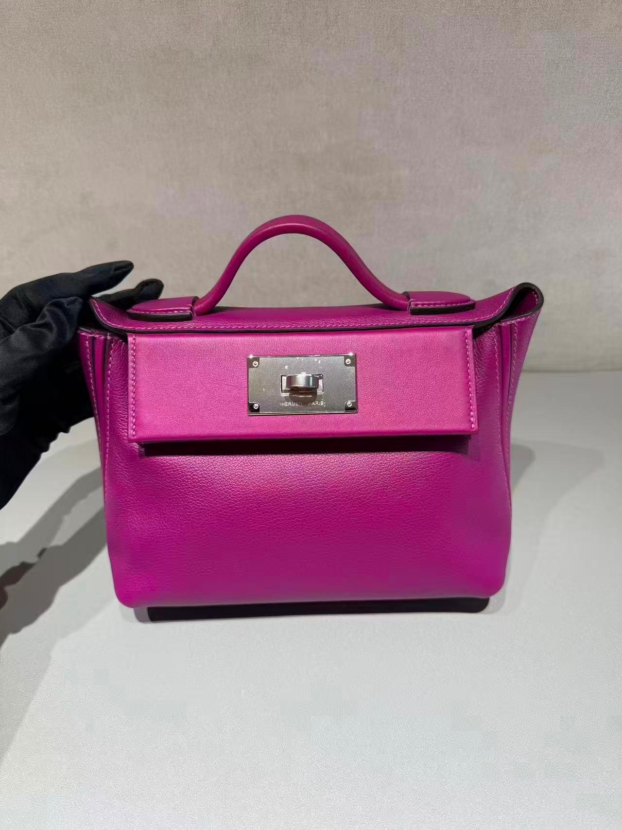 Unused ( Rank NS ) HERMÈS 24/24 - 21 mini Anemone (P9) Evercolor Swift Palladium hardware Y (2020) - 4