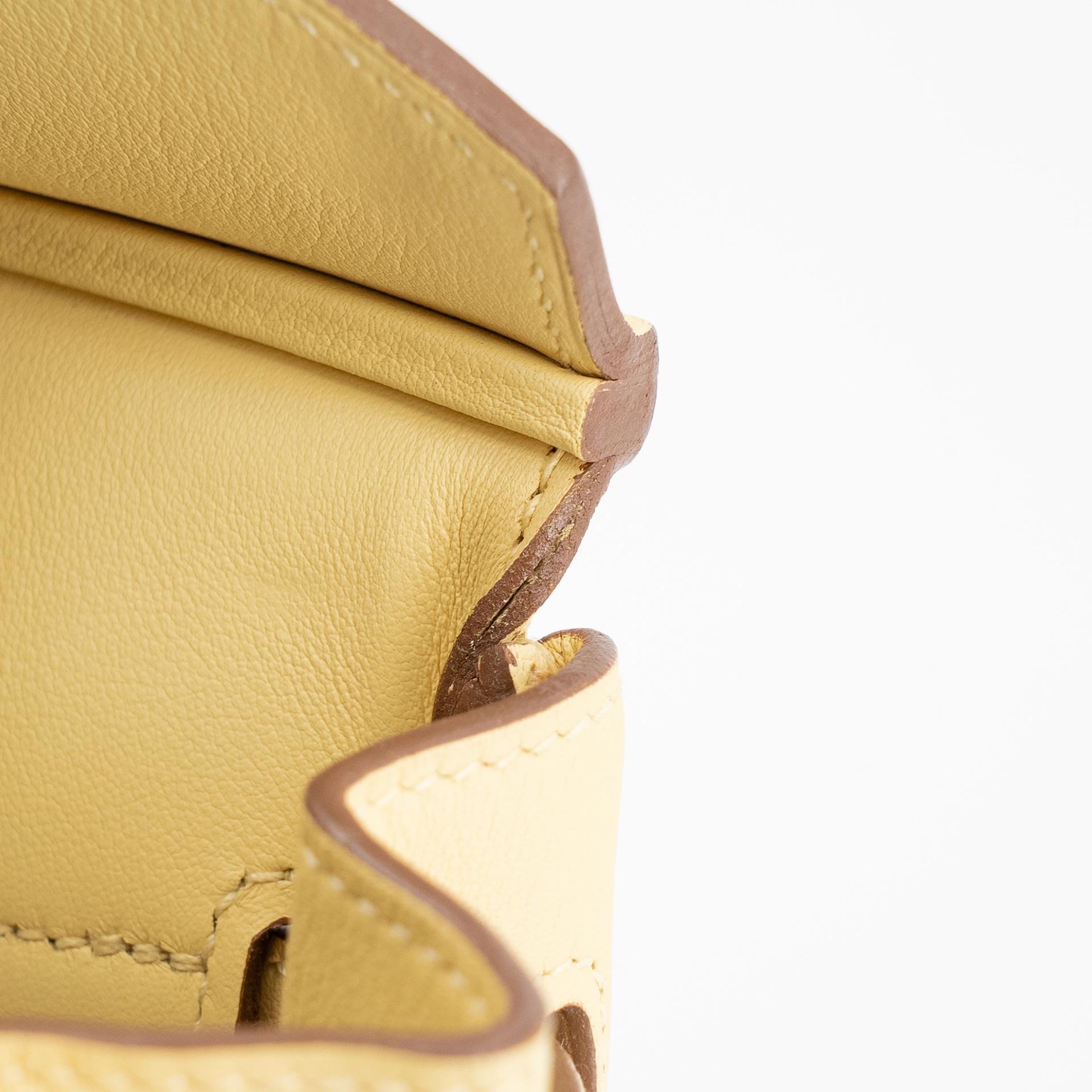 Excellent ( Rank SA ) HERMÈS Birkin 25 Jaune Poussin (1Z) Swift Palladium hardware R (2014) - 15