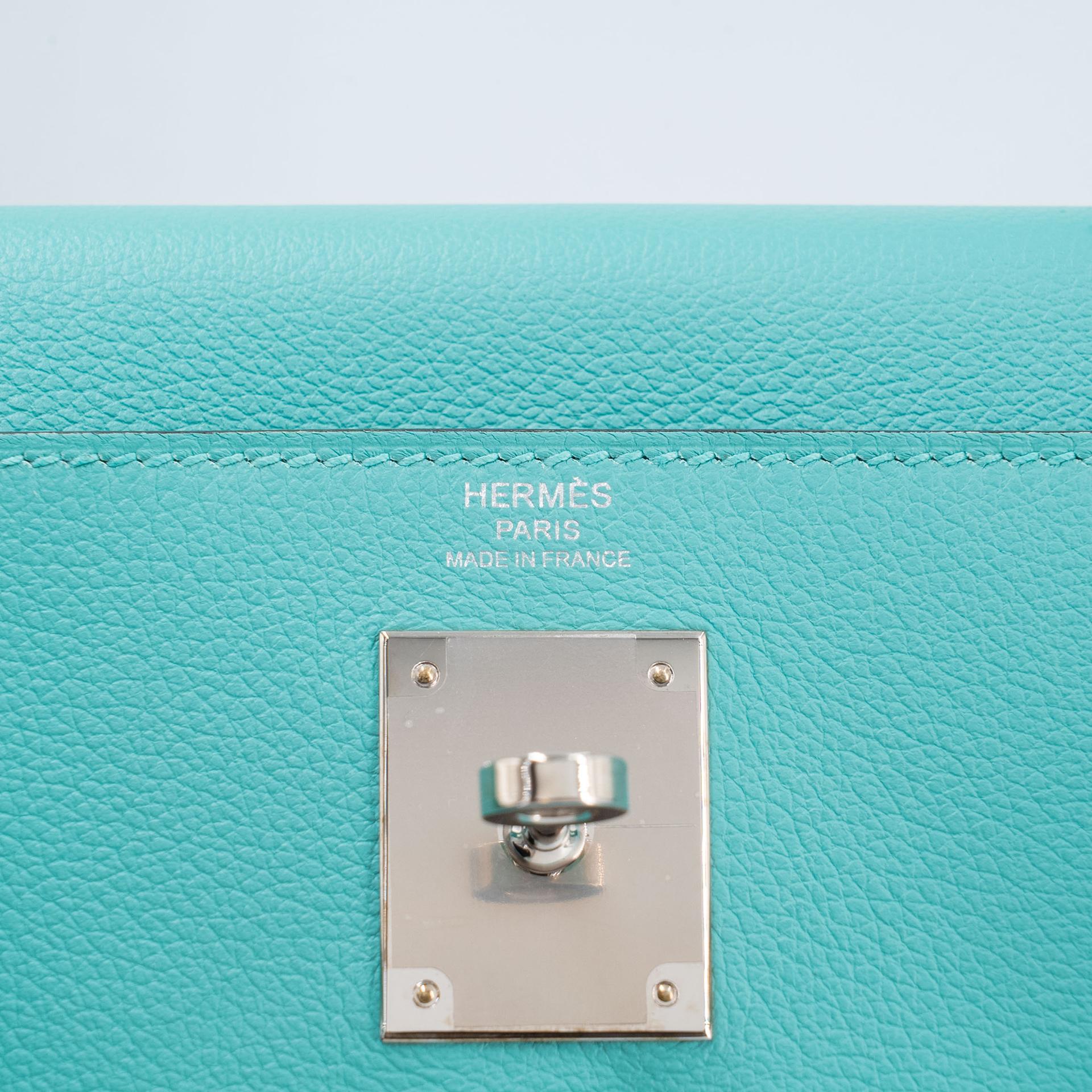 ランク SA HERMÈS エルメス ケリー28 ブルーアトール (3P) コルヴェール (1P) エバーカラー シルバー金具 Y刻印 (2020) - 12