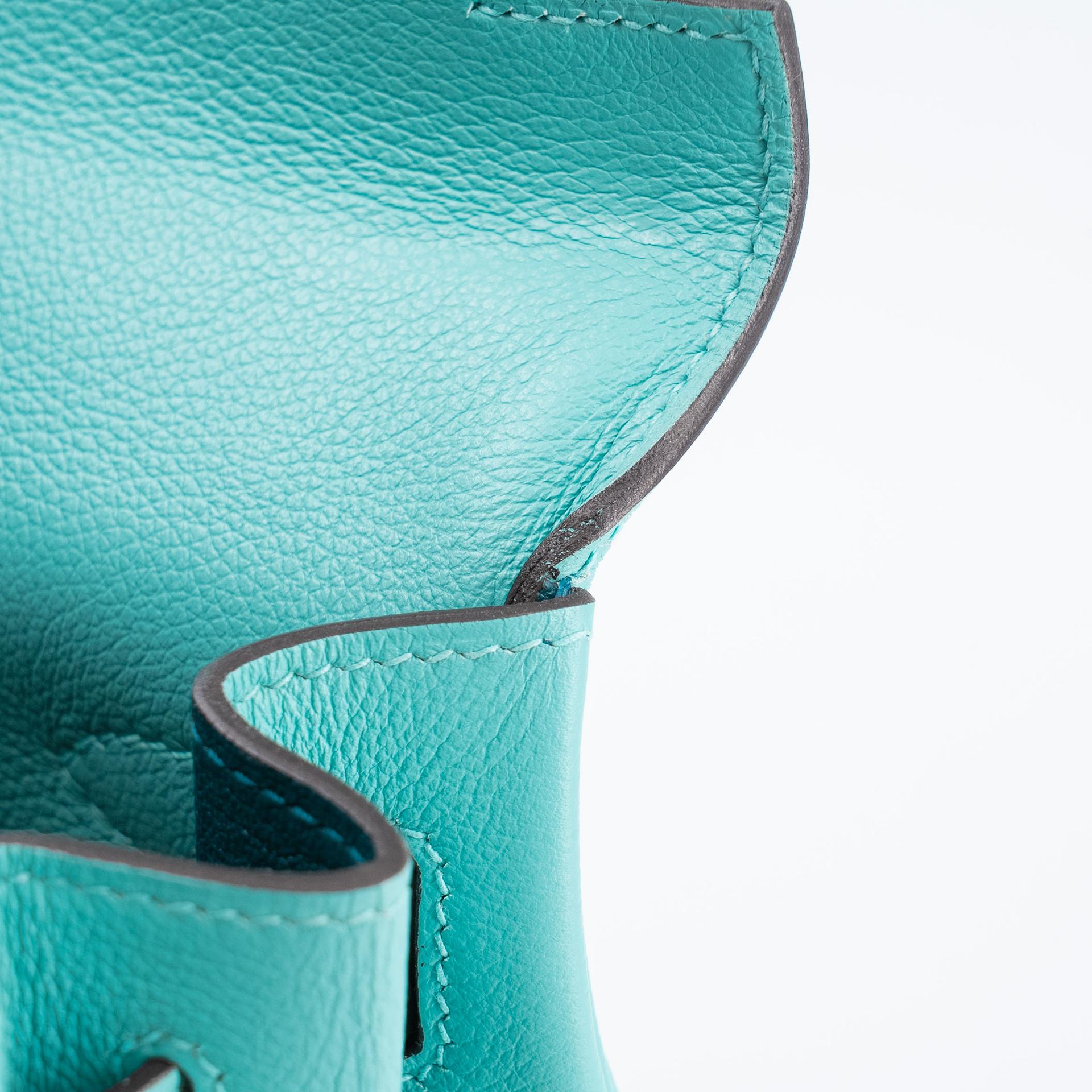 ランク SA HERMÈS エルメス ケリー28 ブルーアトール (3P) コルヴェール (1P) エバーカラー シルバー金具 Y刻印 (2020) - 23