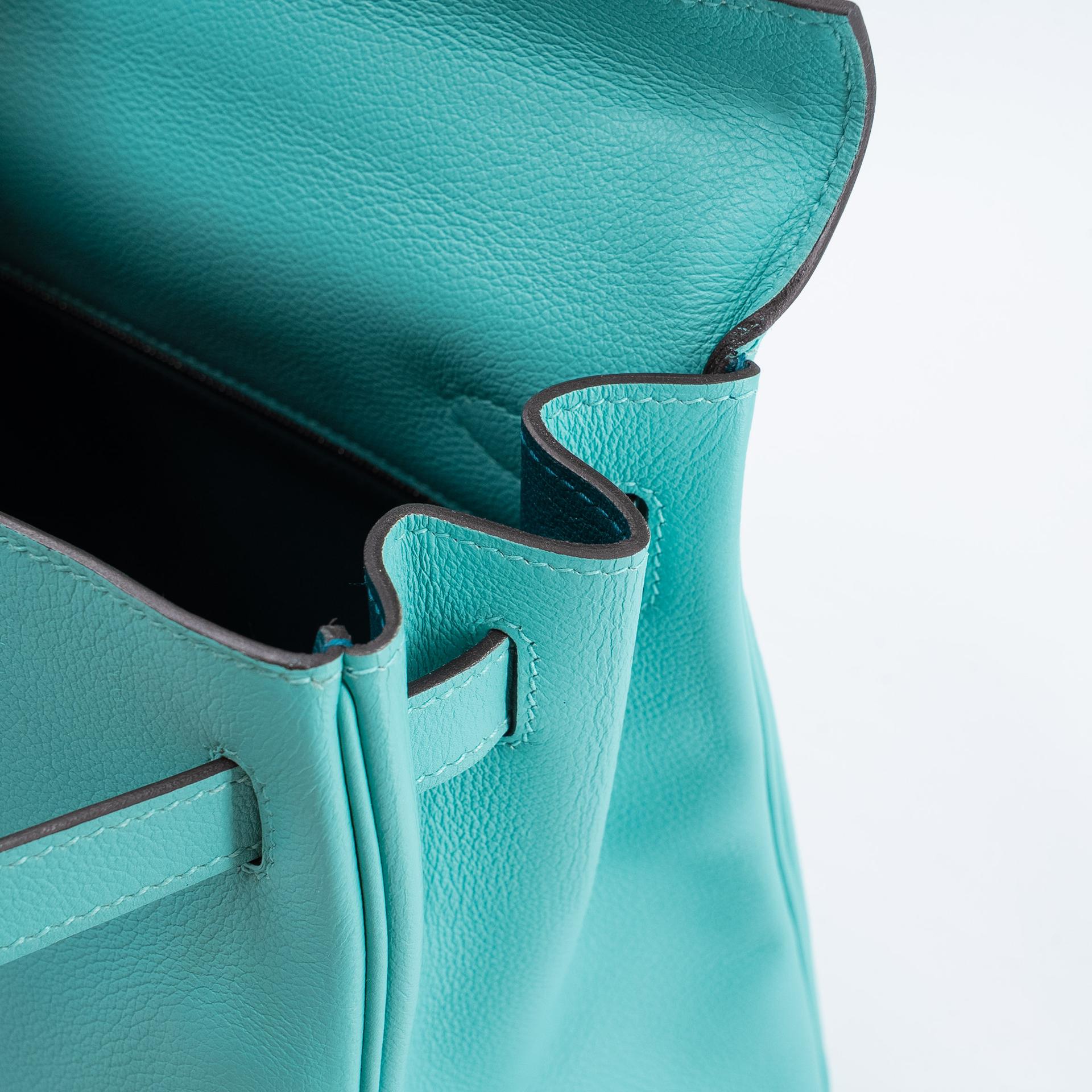 ランク SA HERMÈS エルメス ケリー28 ブルーアトール (3P) コルヴェール (1P) エバーカラー シルバー金具 Y刻印 (2020) - 14