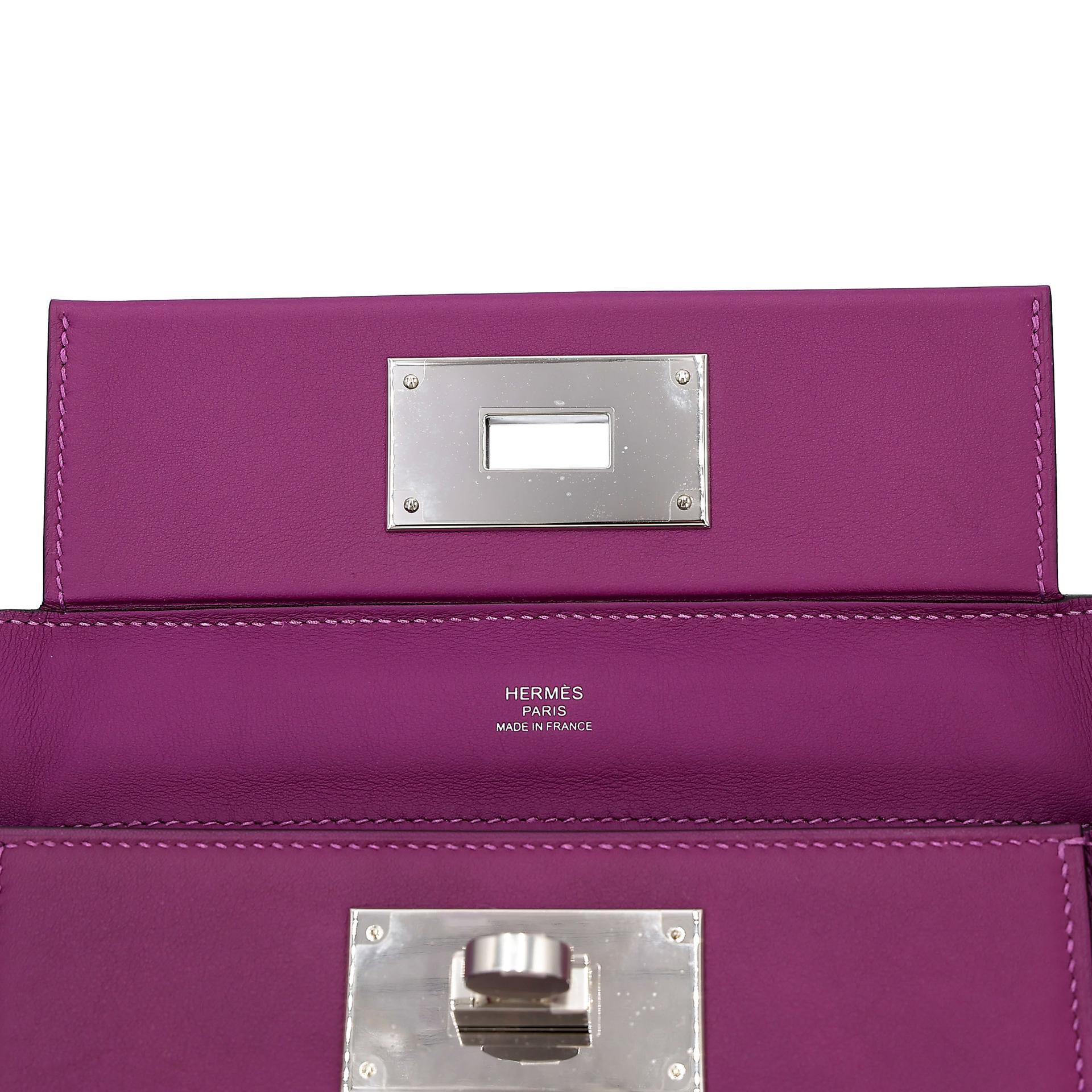 Unused ( Rank NS ) HERMÈS 24/24 - 21 mini Anemone (P9) Evercolor Swift Palladium hardware Y (2020) - 14