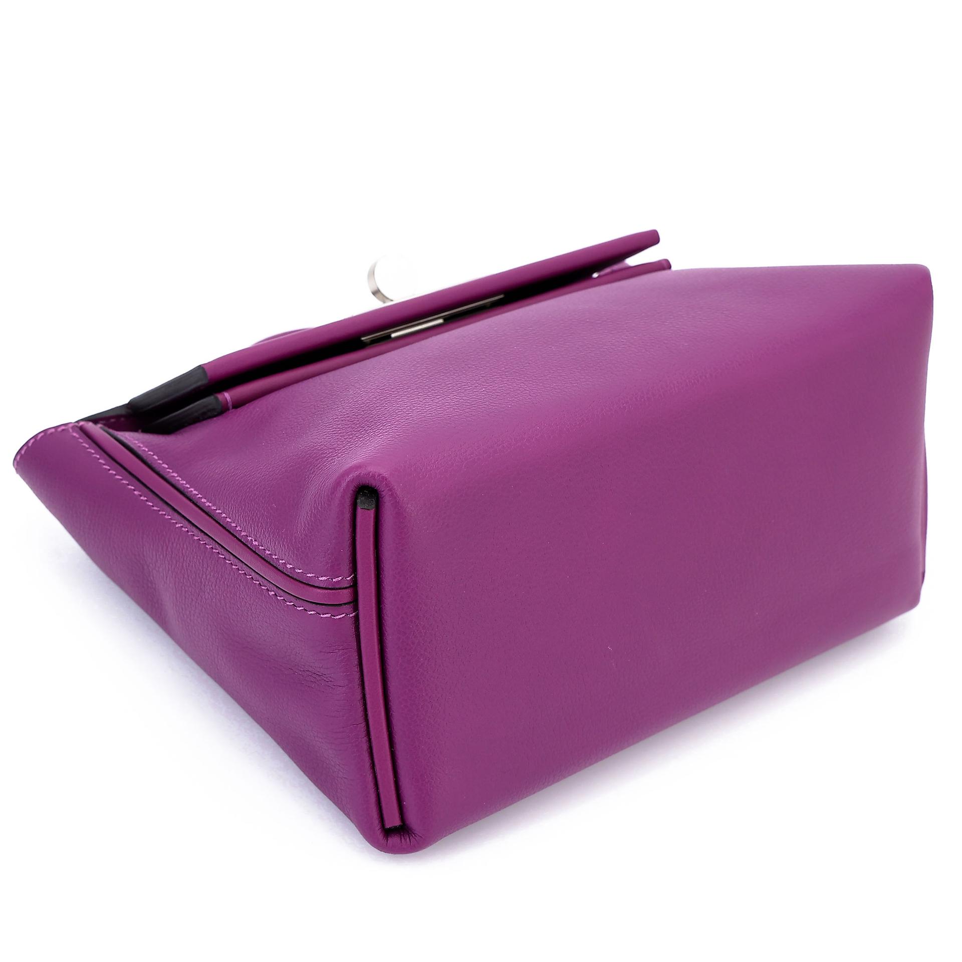 Unused ( Rank NS ) HERMÈS 24/24 - 21 mini Anemone (P9) Evercolor Swift Palladium hardware Y (2020) - 7