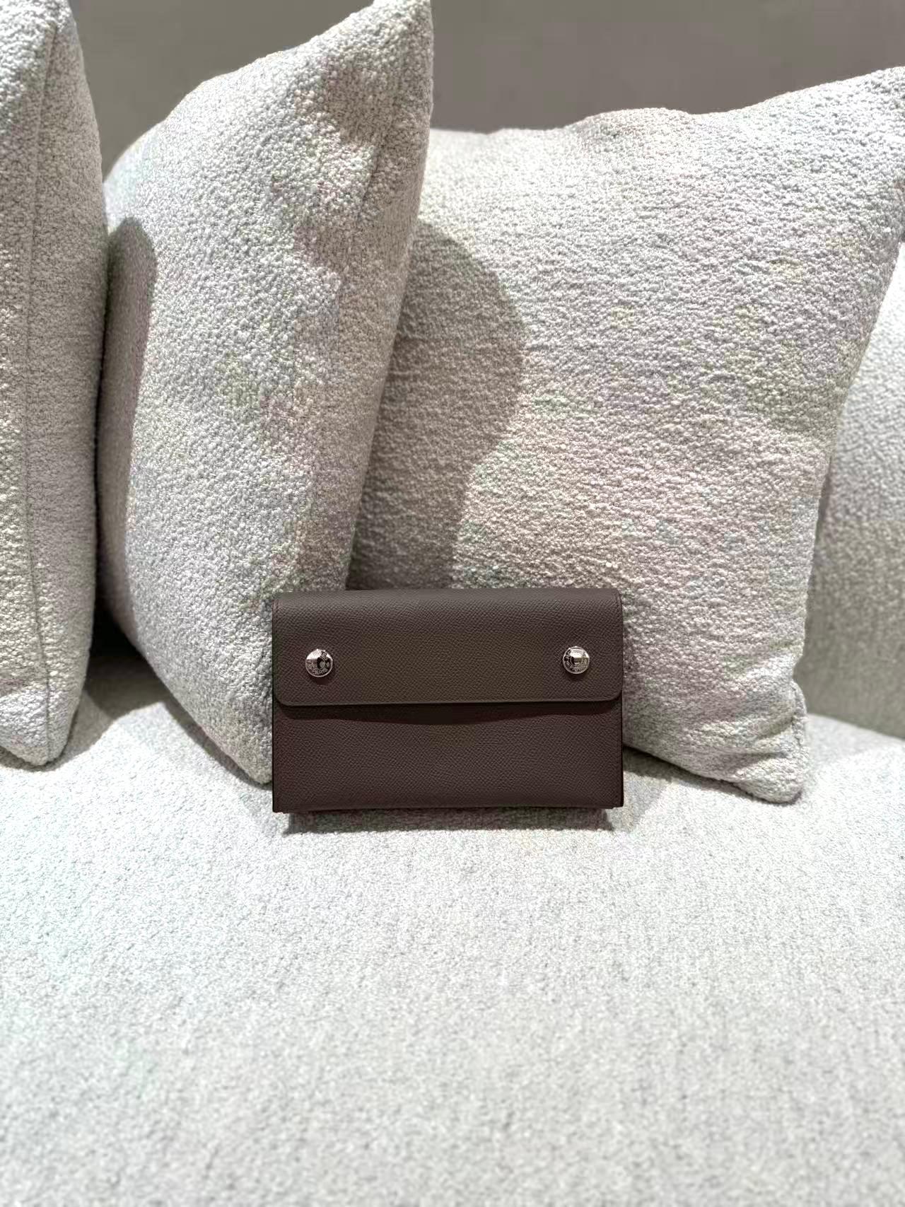 Brand New ( Rank N ) HERMÈS Hermesnap Wallet Etain (8F) Epsom Palladium hardware K (2025) - 4