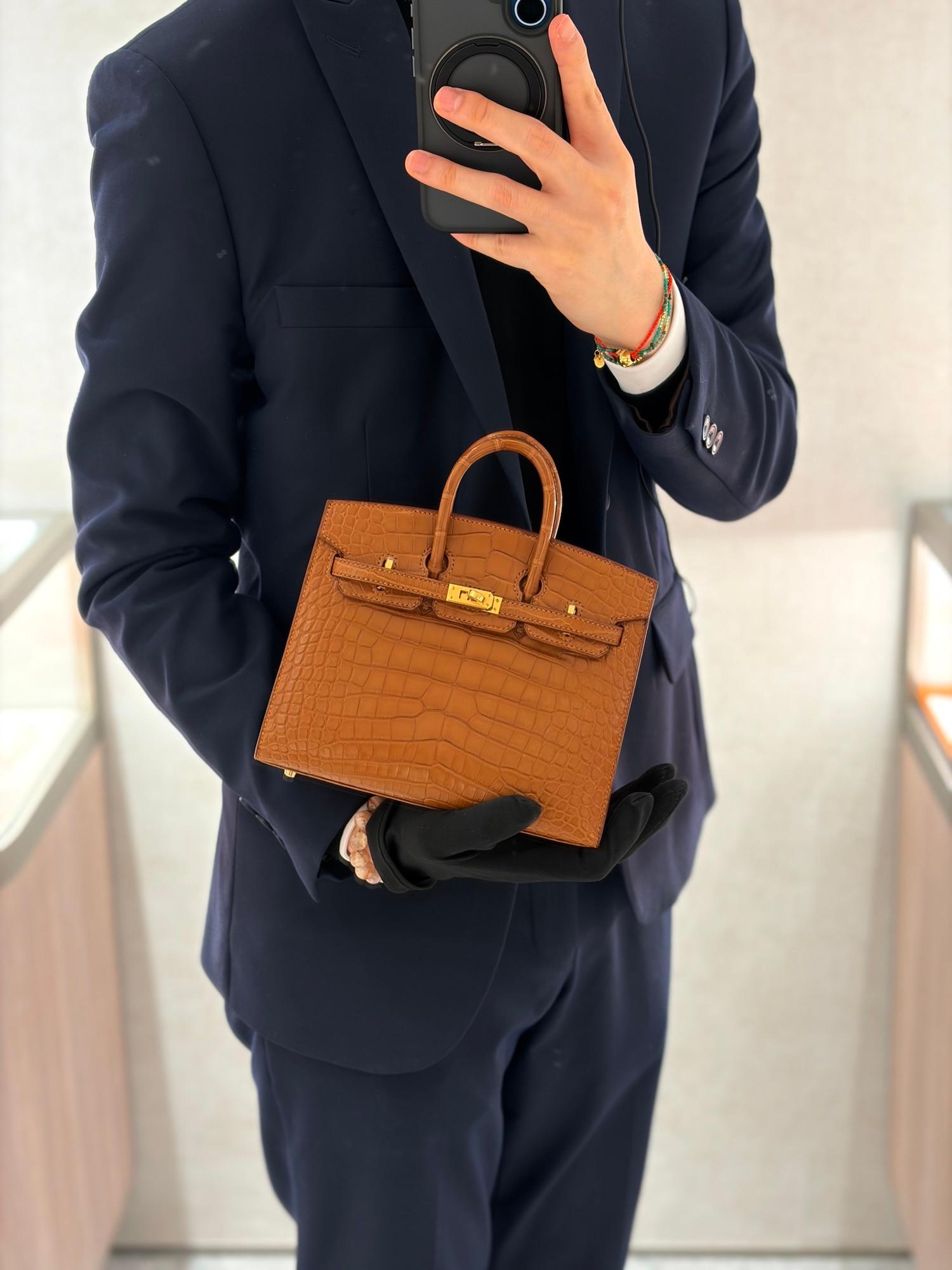 Brand New ( Rank N ) HERMÈS Birkin 20 Sellier Gold (37) Matte Alligator Gold hardware W (2024) - 3