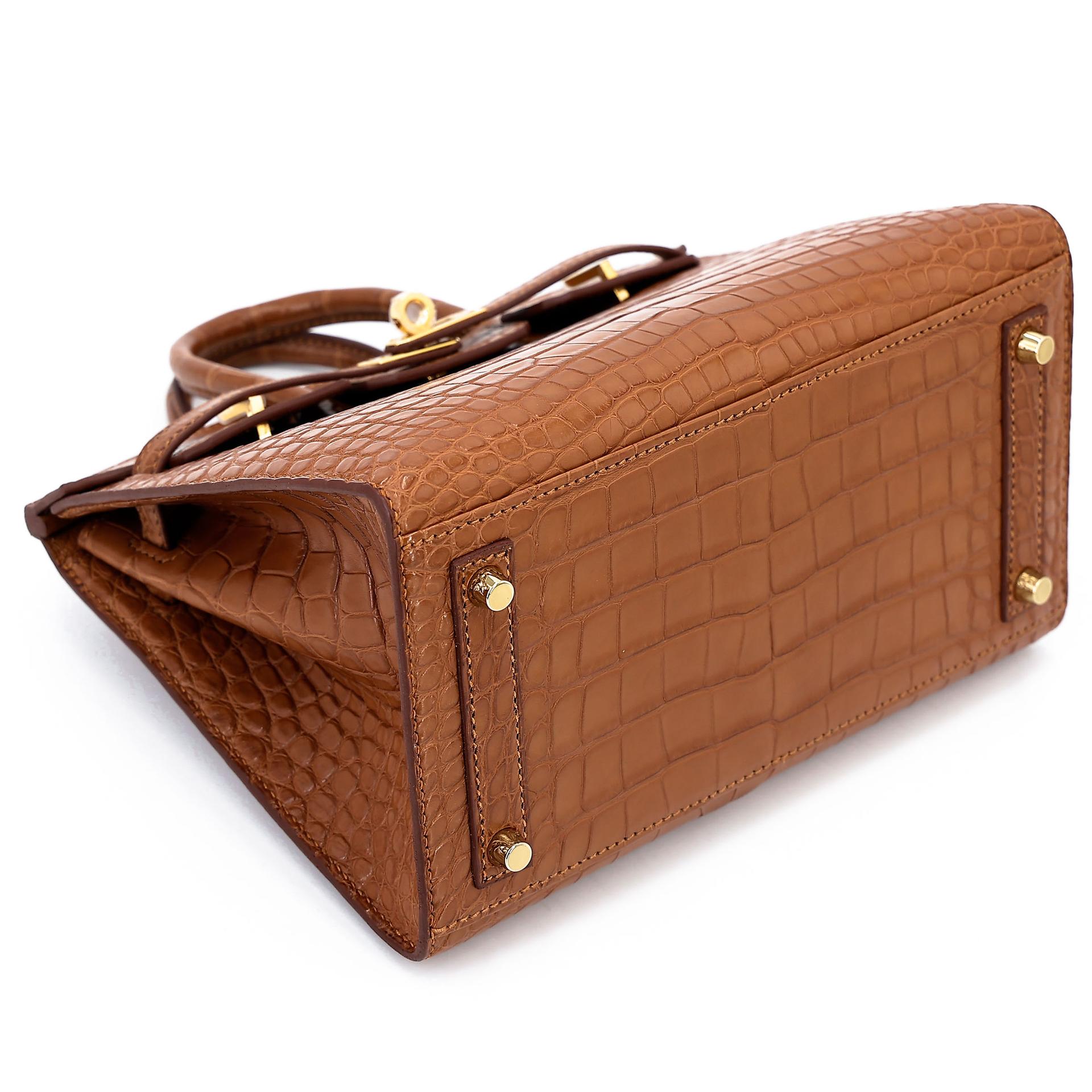 Brand New ( Rank N ) HERMÈS Birkin 20 Sellier Gold (37) Matte Alligator Gold hardware W (2024) - 7