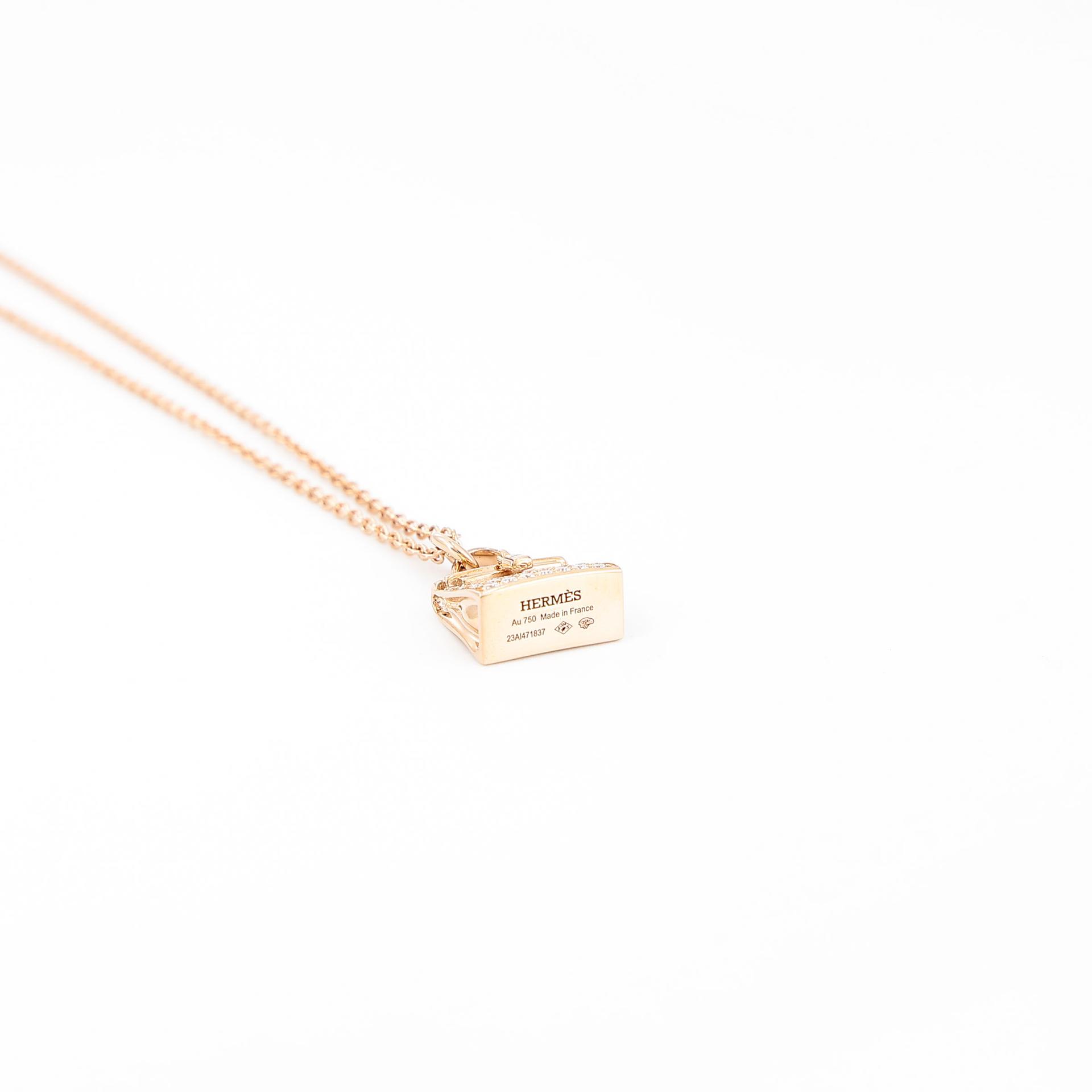 Brand New ( Rank N ) HERMÈS Amulettes Kelly Pendant Rose Gold Diamond 18K Rose Gold - 10