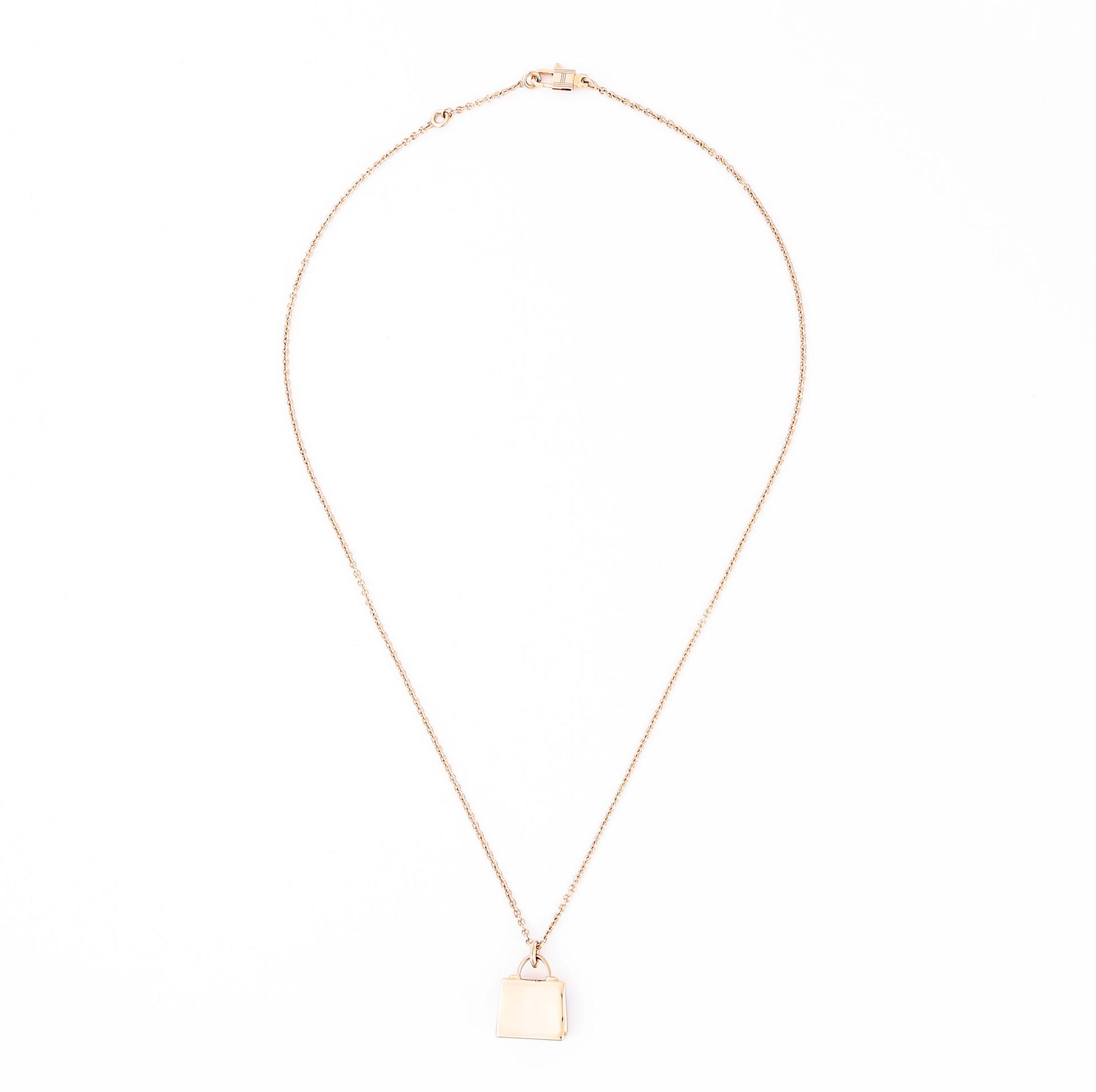 Brand New ( Rank N ) HERMÈS Amulettes Kelly Pendant Rose Gold Diamond 18K Rose Gold - 5