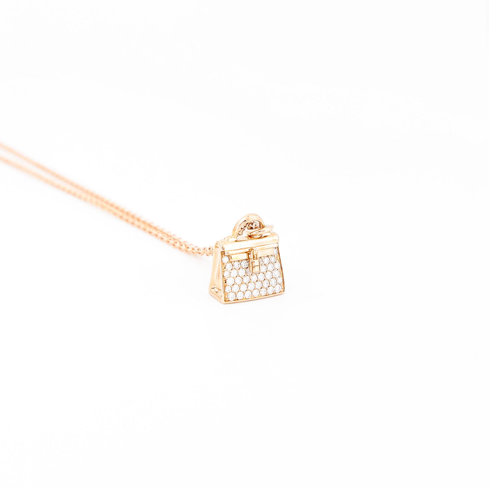Brand New ( Rank N ) HERMÈS Amulettes Kelly Pendant Rose Gold Diamond 18K Rose Gold - 8