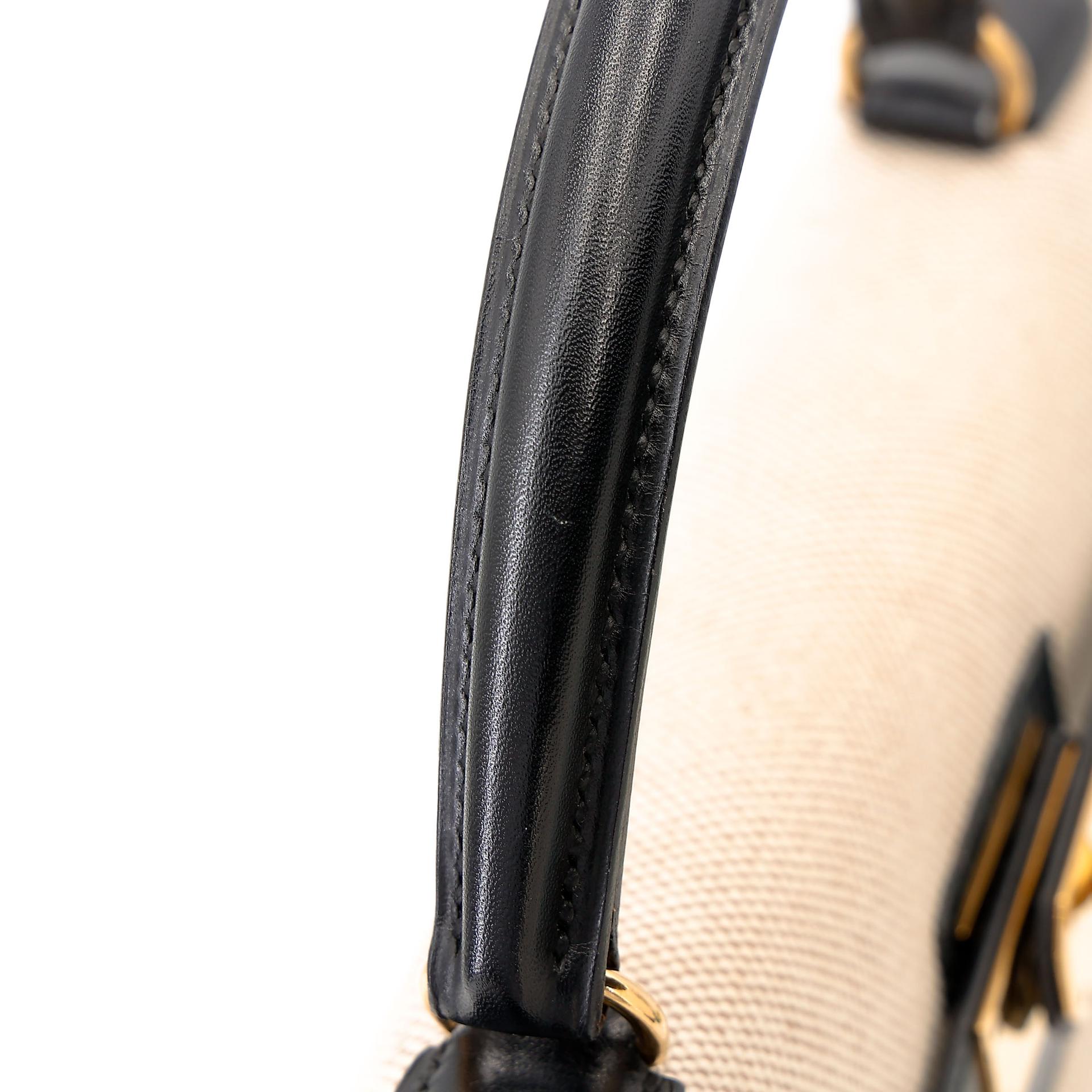Very Good ( Rank A) HERMÈS Kelly 32 Sellier Noir (89) Toile H canvas Box-calf Gold hardware Circle Y (1995) - 8