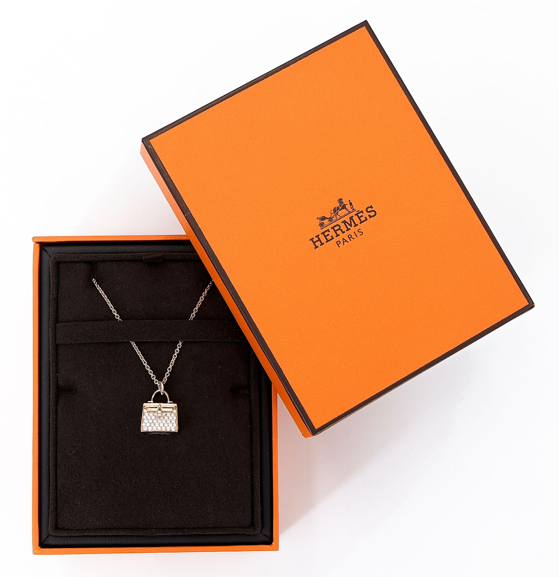 Brand New ( Rank N ) HERMÈS Amulettes Kelly Pendant Rose Gold Diamond 18K Rose Gold - 3