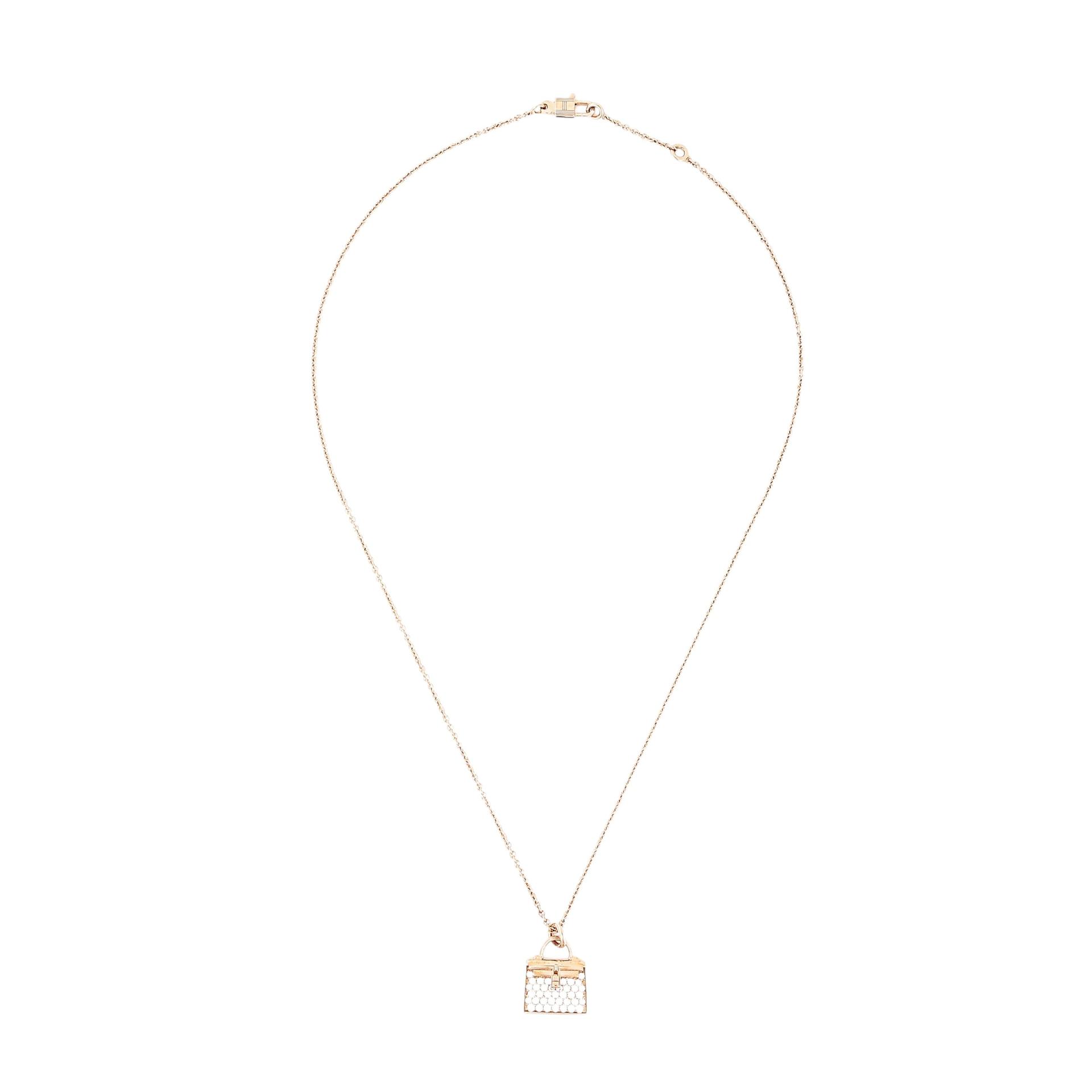 Brand New ( Rank N ) HERMÈS Amulettes Kelly Pendant Rose Gold Diamond 18K Rose Gold - 1