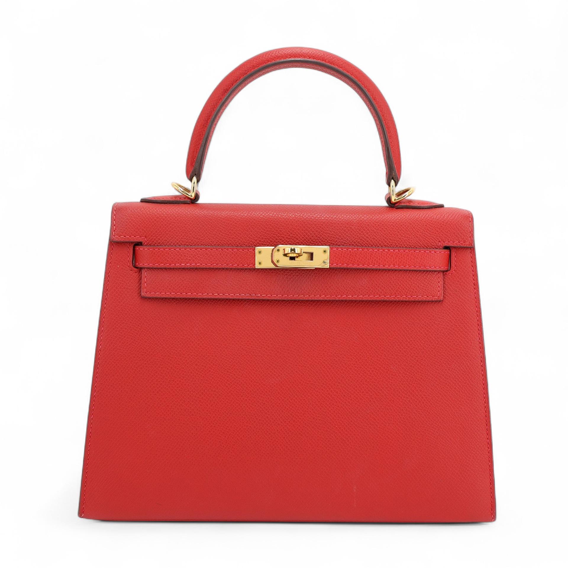 ランク A HERMÈS エルメス ケリー25 セリエ ルージュカザック (Q5) エプソン ゴールド金具 T刻印 (2015) - 1