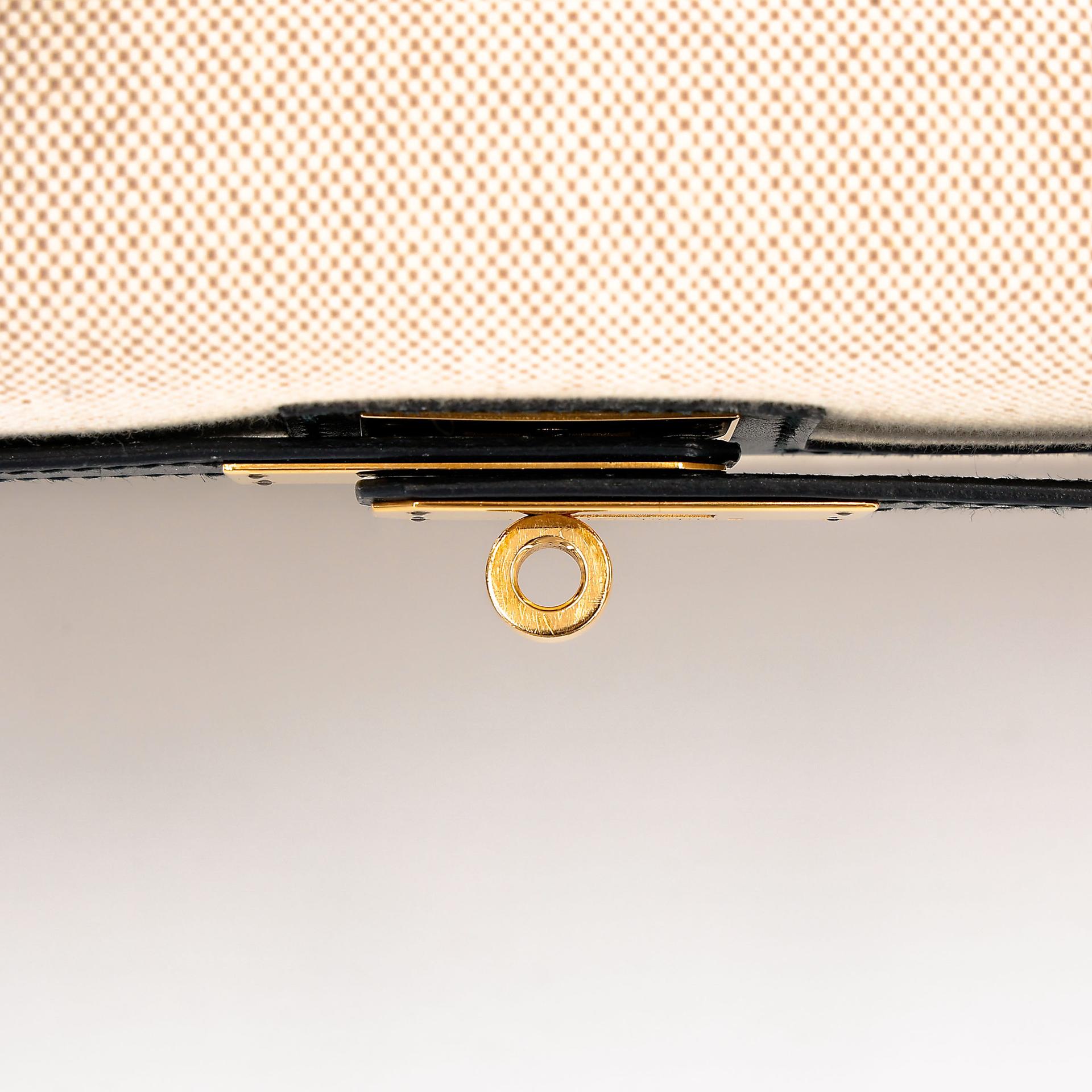 Very Good ( Rank A) HERMÈS Kelly 32 Sellier Noir (89) Toile H canvas Box-calf Gold hardware Circle Y (1995) - 29