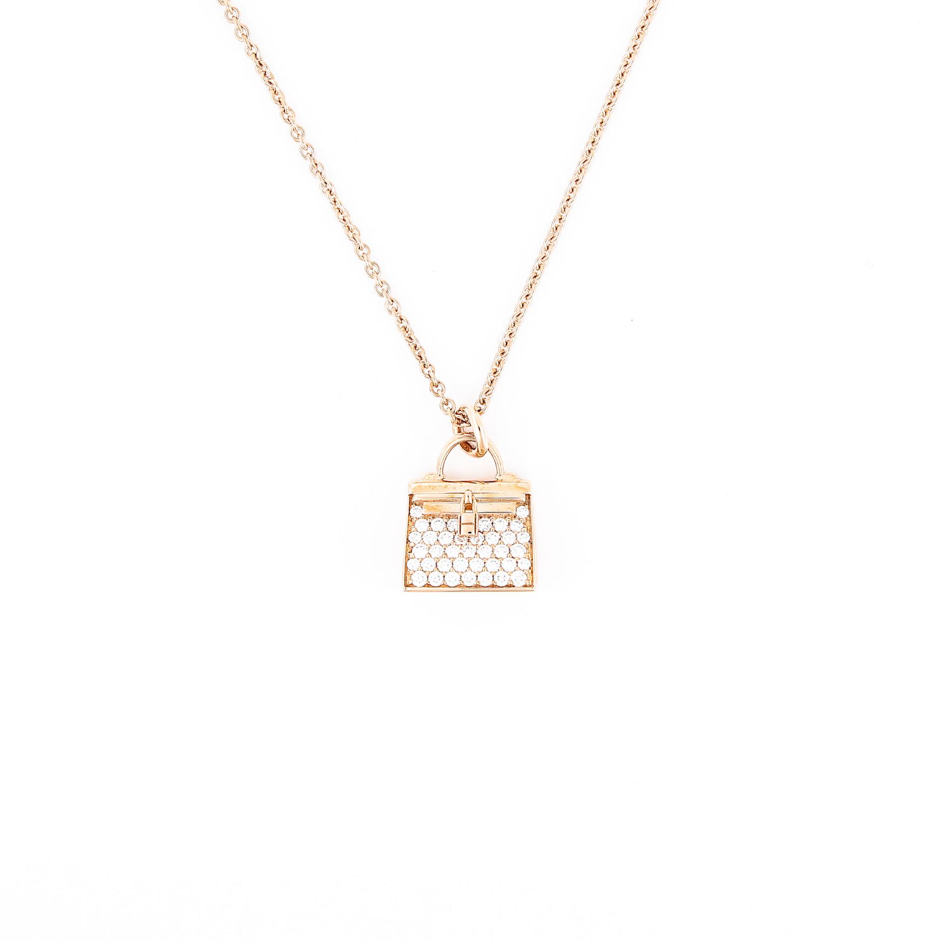 Brand New ( Rank N ) HERMÈS Amulettes Kelly Pendant Rose Gold Diamond 18K Rose Gold - 2